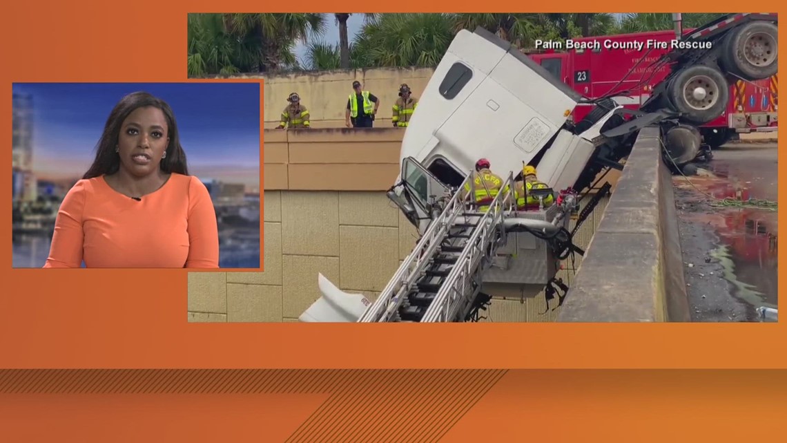 Semitruck Driver Rescued After Vehicle Left Dangling Over Florida