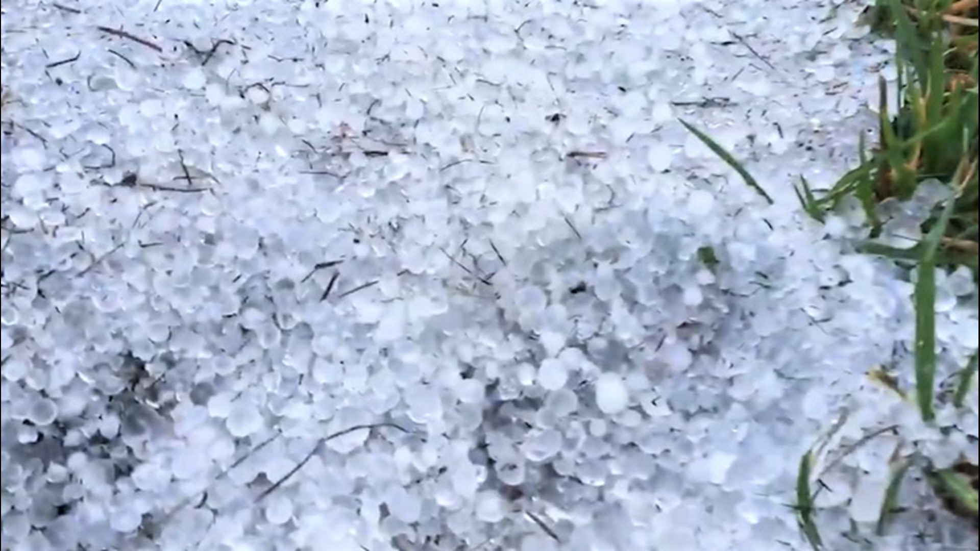 Severe weather left a trail of hail along the roads of Springfield, West Virginia, on April 8.