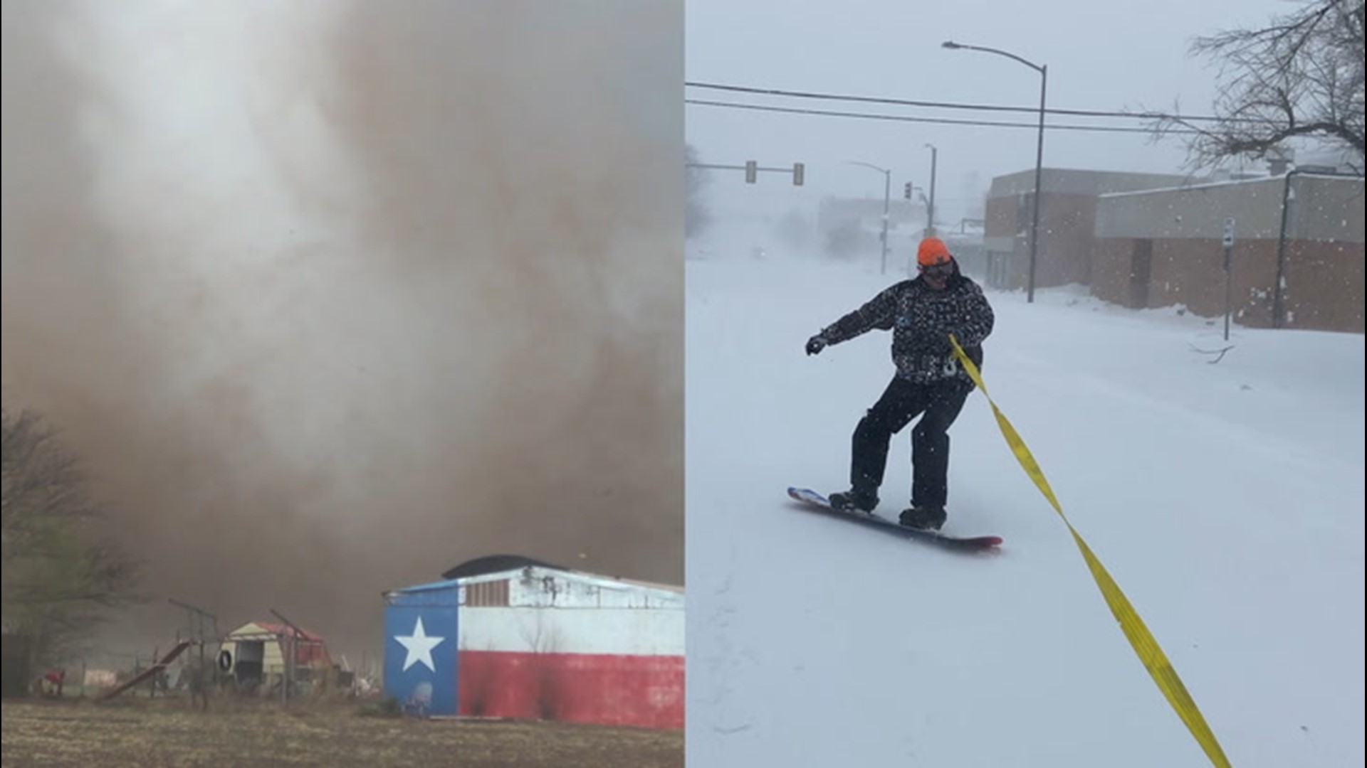 Parts of Texas were hit with tornadoes while a major snowstorm blanketed Colorado and Wyoming over the weekend of March 13-14.
