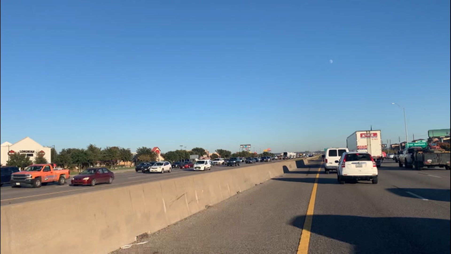 Bill Wadell experienced bright blue skies and lots of holiday traffic on I-20 in Grand Prairie, Texas, on the afternoon of Nov. 25, the day before Thanksgiving.