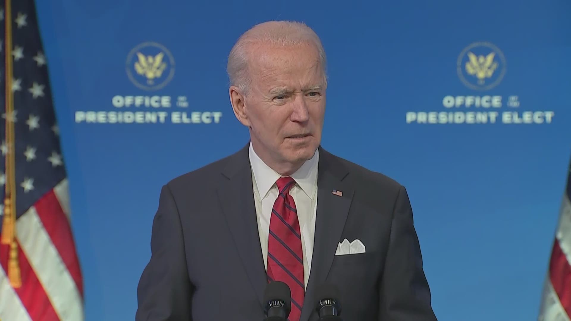 President-elect Joe Biden said Friday he's asking Americans to use masks his first 100 days in office and it's 'stupid' that wearing them became a partisan issue.