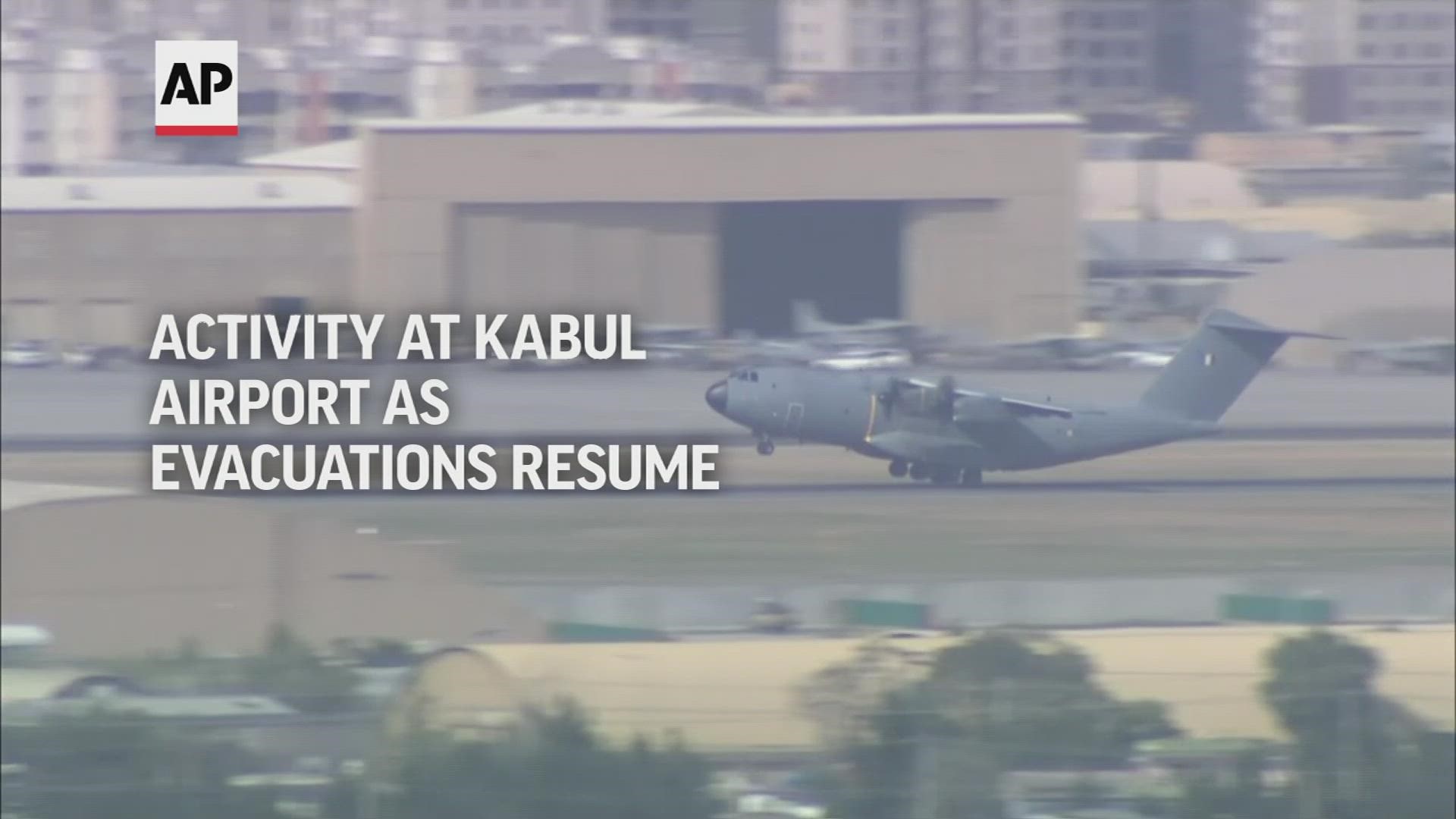 Evacuations from Afghanistan continued at Kabul airport on Saturday.