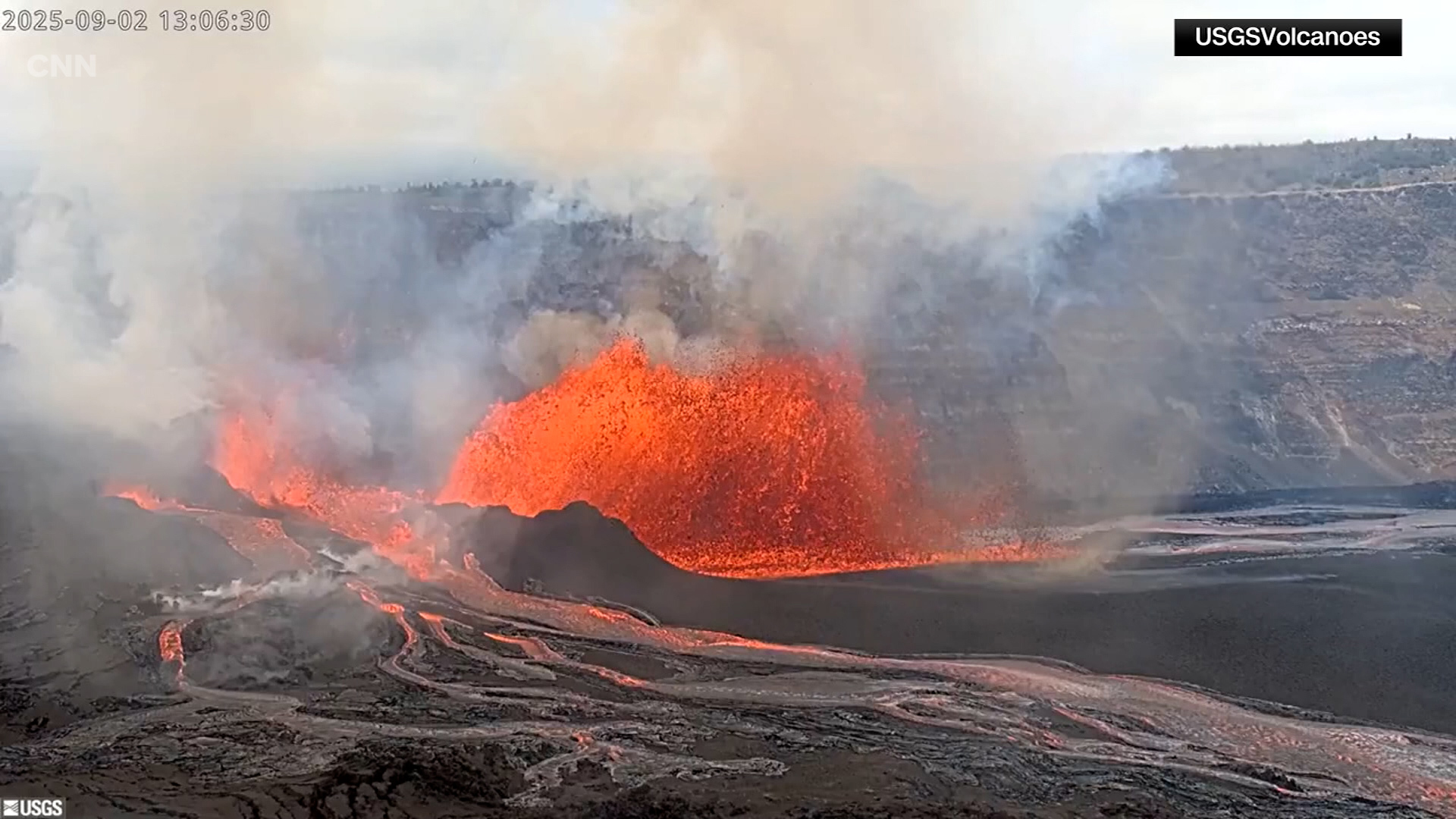 The U.S. Geological Survey captured stunning footage of a fiery whirlwind — nicknamed a volnado