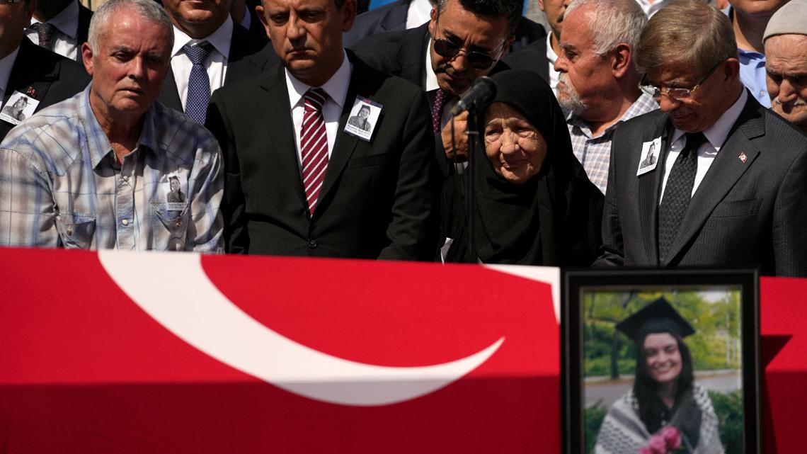 American activist killed by Israeli fire is buried in Turkey as Israel strikes Gaza