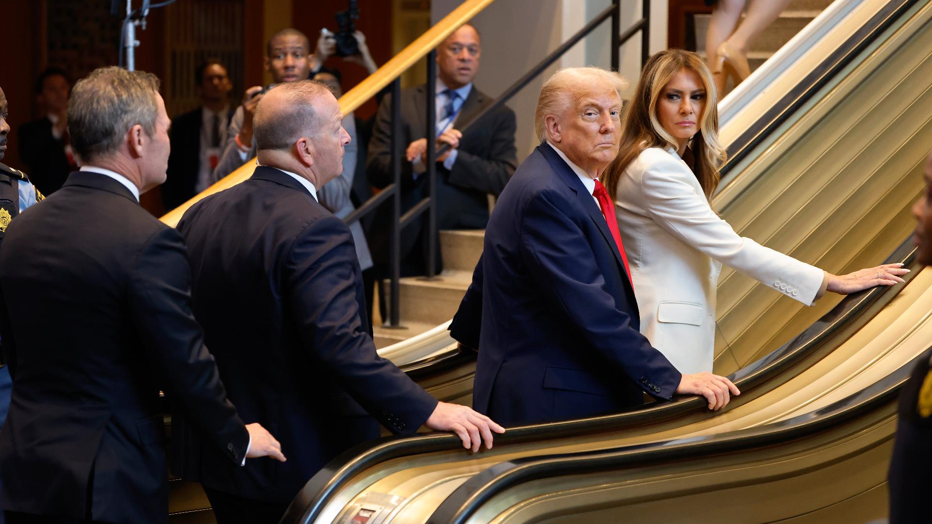 President Trump's visit to the U.N. got off to a shaky start when an escalator stopped right after he got on it.