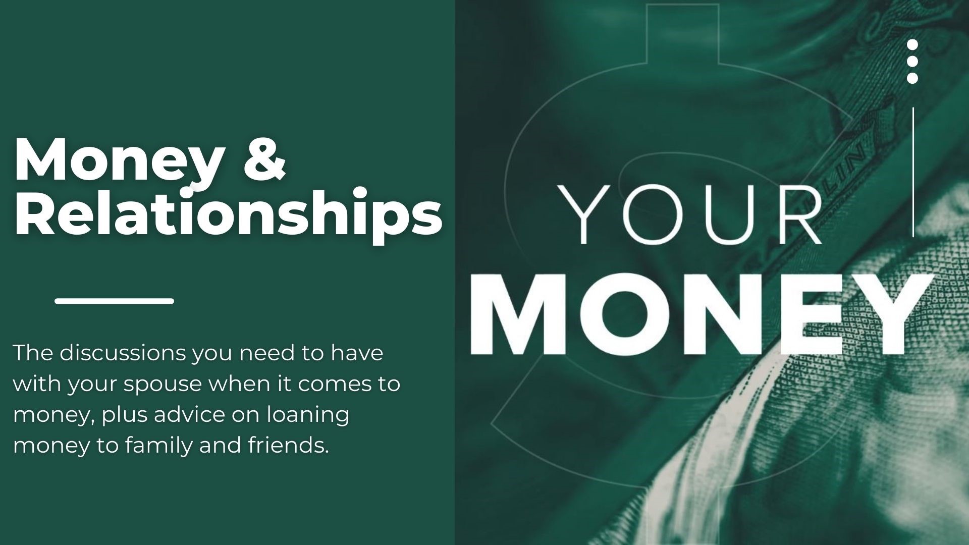 Discussing money and relationships and what you need to discuss with your partner when it comes to finances and loans.