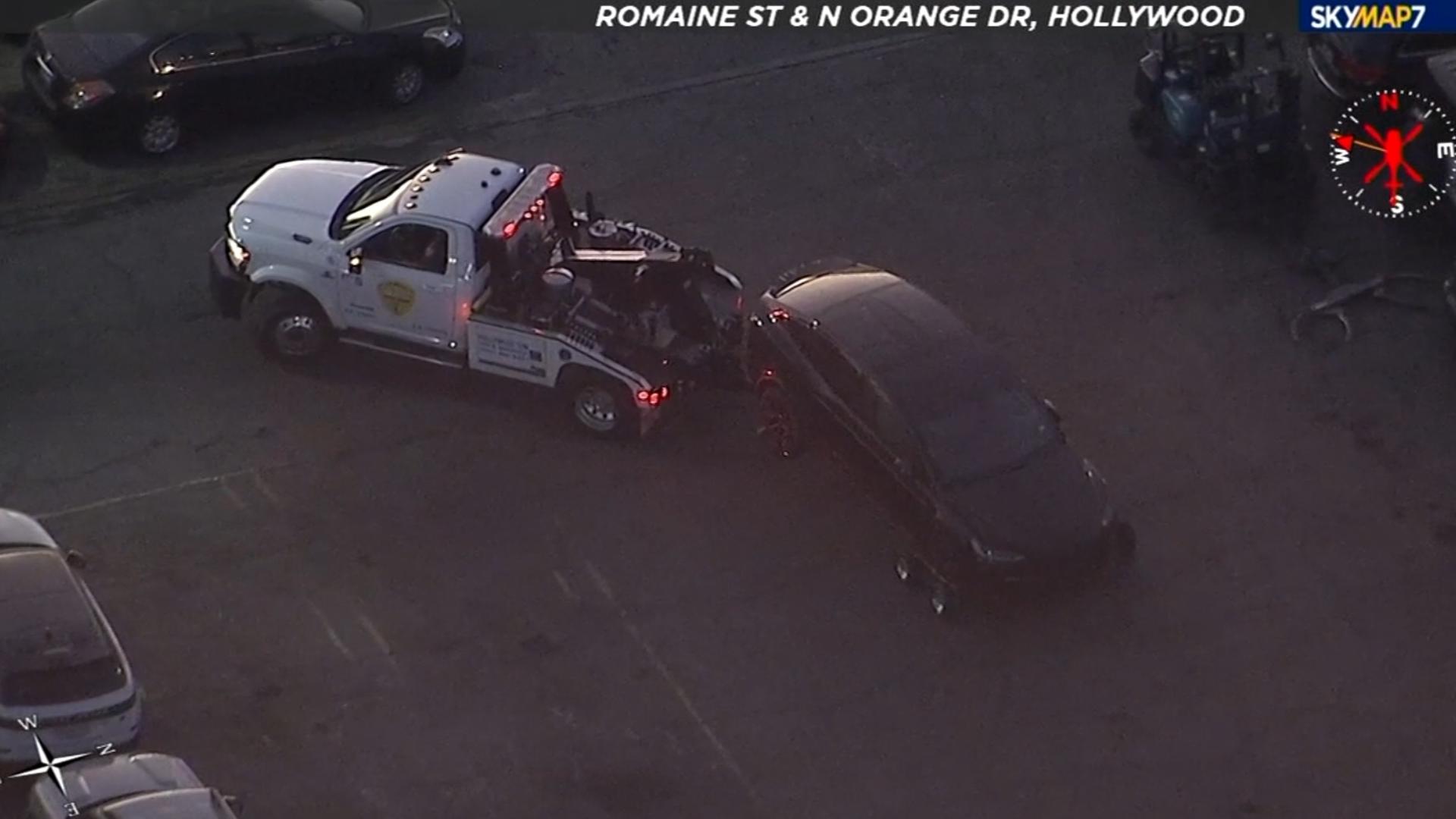 Police in Los Angeles find body inside impounded Tesla registered to singer D4vd. (Credit: KABC via CNN Newsource)