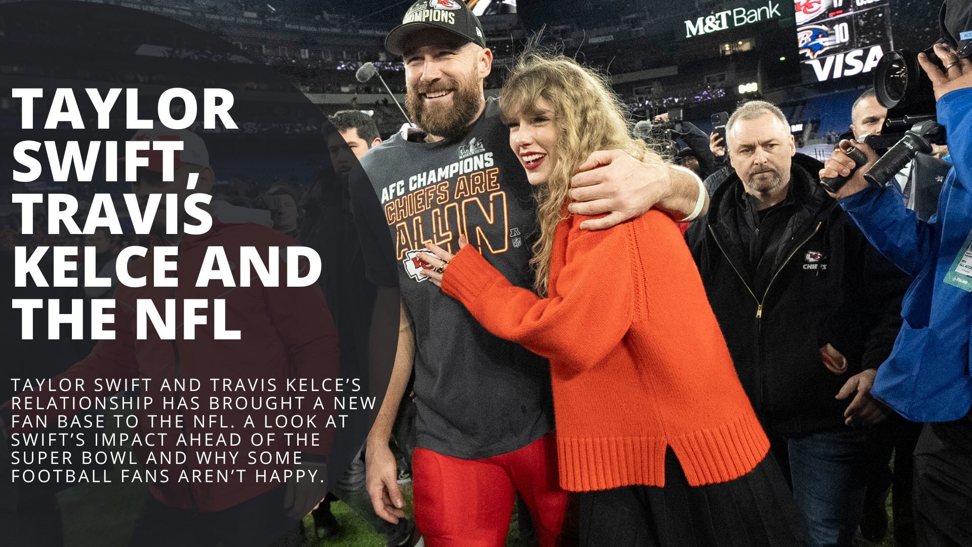 A closer look at the relationship between Taylor Swift and Travis Kelce. As we head into the Super Bowl, we look at how Swift's appearances has impacted the NFL.