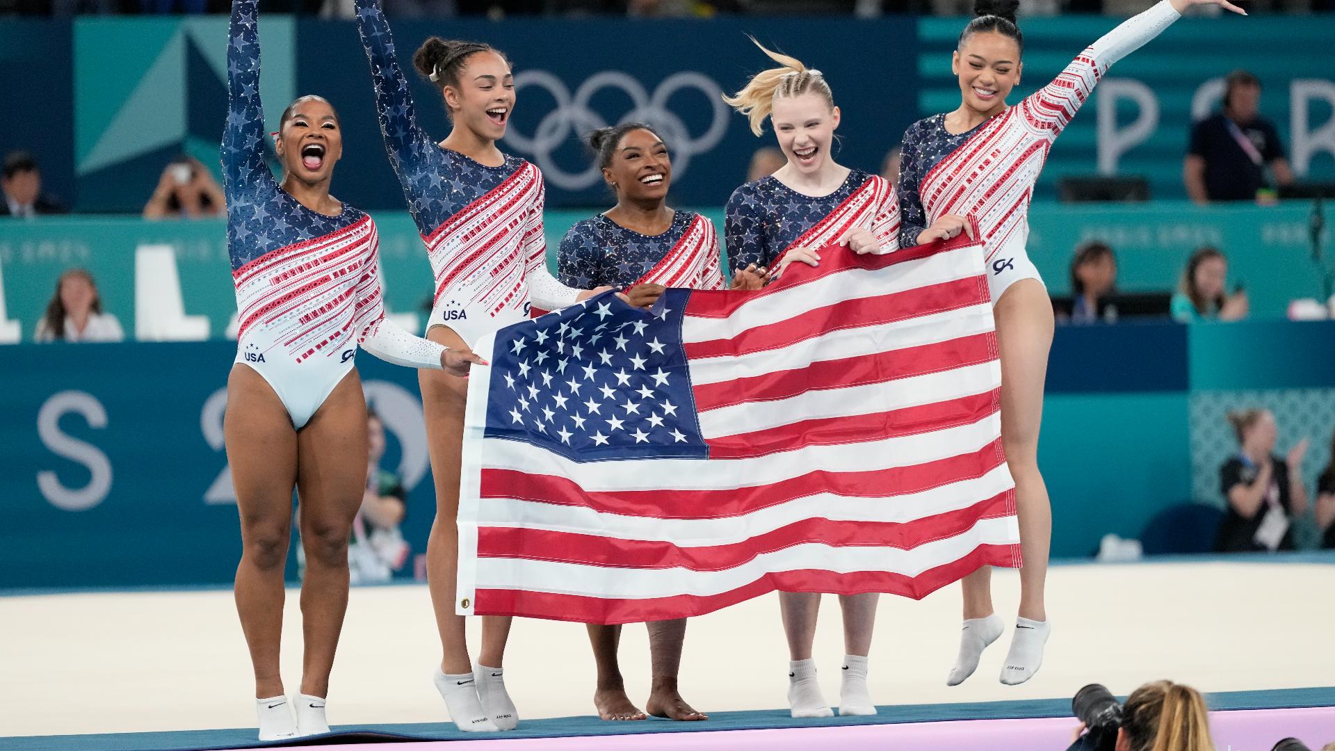 The team, led by all-star Simone Biles, dominated the final round of the Olympic competition.