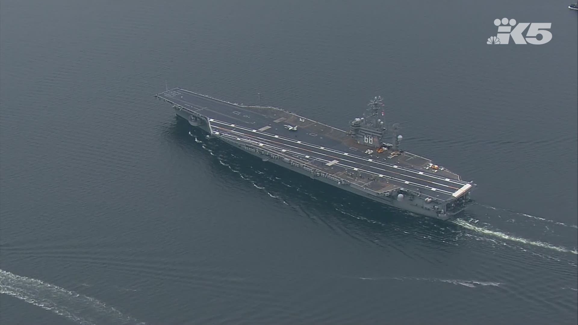 The U.S. Navy aircraft carrier returned from a training exercise.