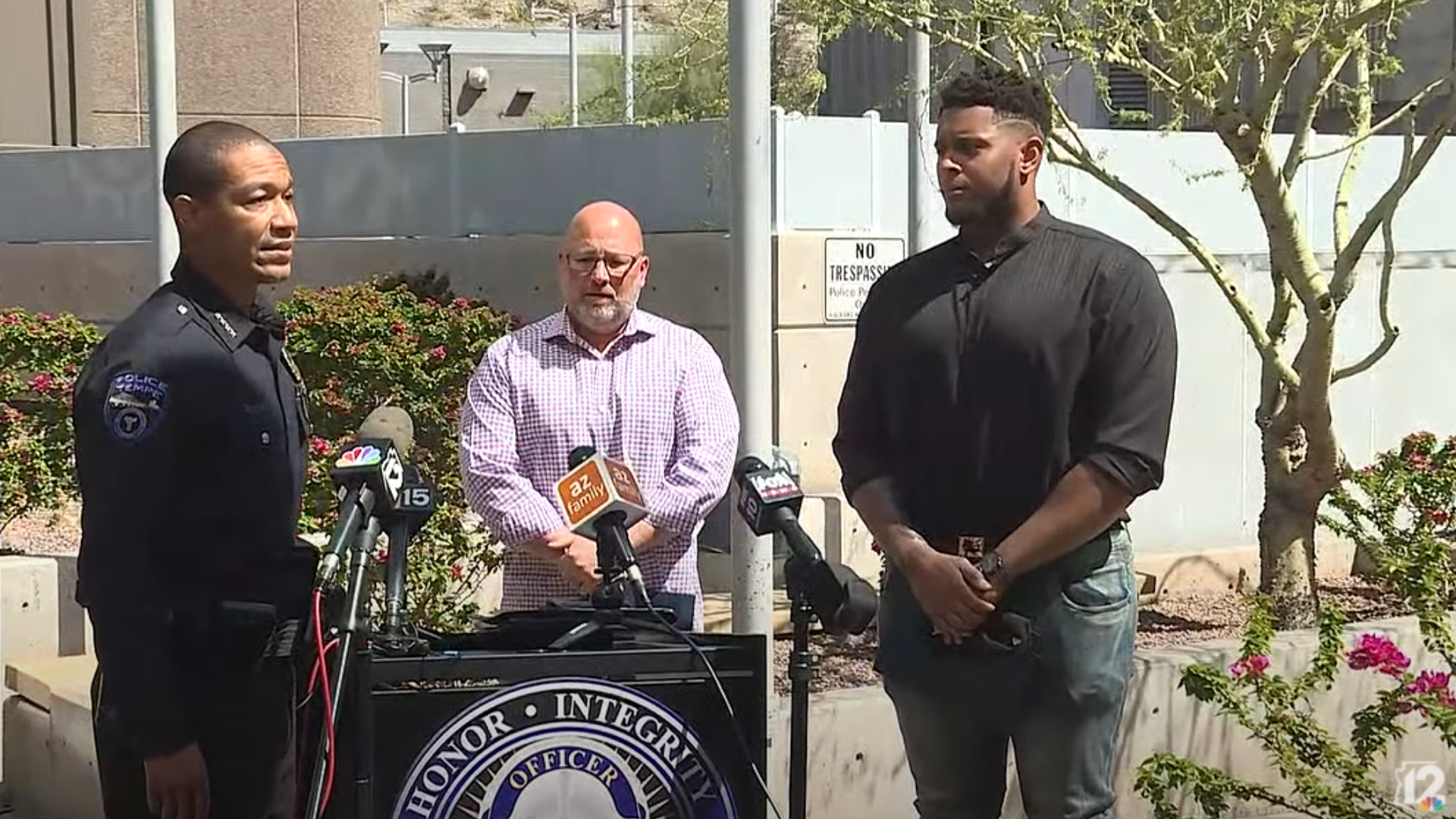 Two men were honored by Tempe PD on Wednesday for stopping an alleged sexual assault on Saturday. One of them is an offensive lineman for the New England Patriots.