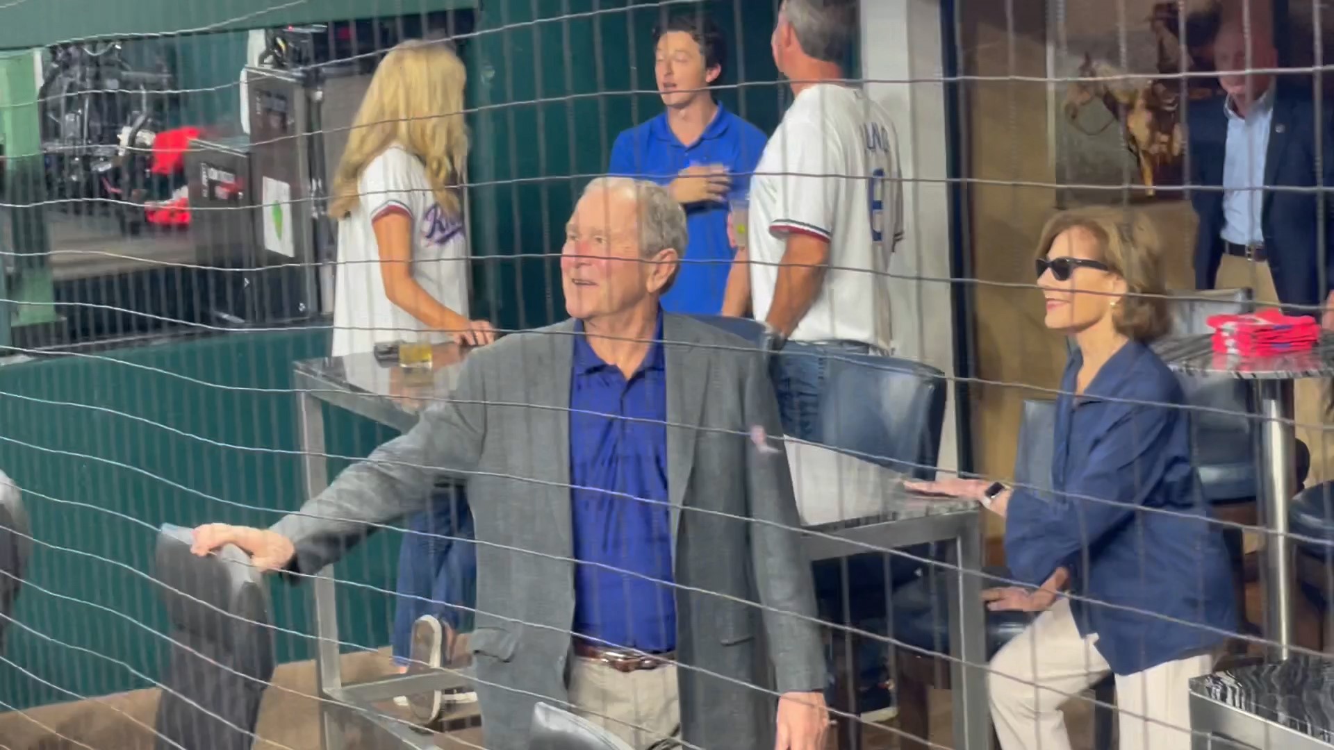 Former President George W. Bush and wife Laura were at the Rangers World Series game Friday night in Arlington.