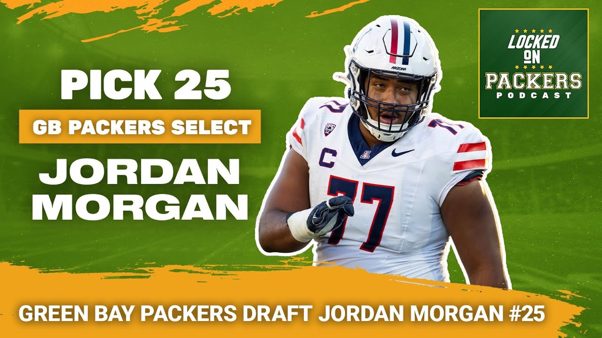 The Green Bay Packers have selected Arizona Wildcats offensive lineman Jordan Morgan with the twenty-fifth pick in the 2024 NFL Draft.