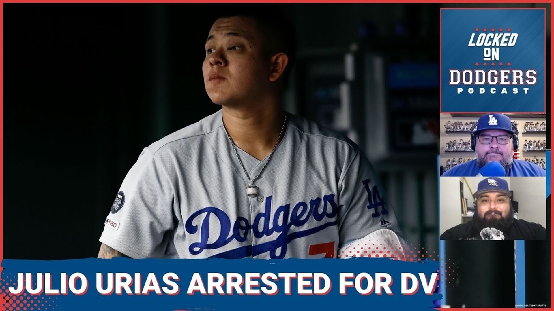 Julio Urías was arrested for suspicion of a felony charge of corporal injury on a spouse on Sunday night in Los Angeles.
