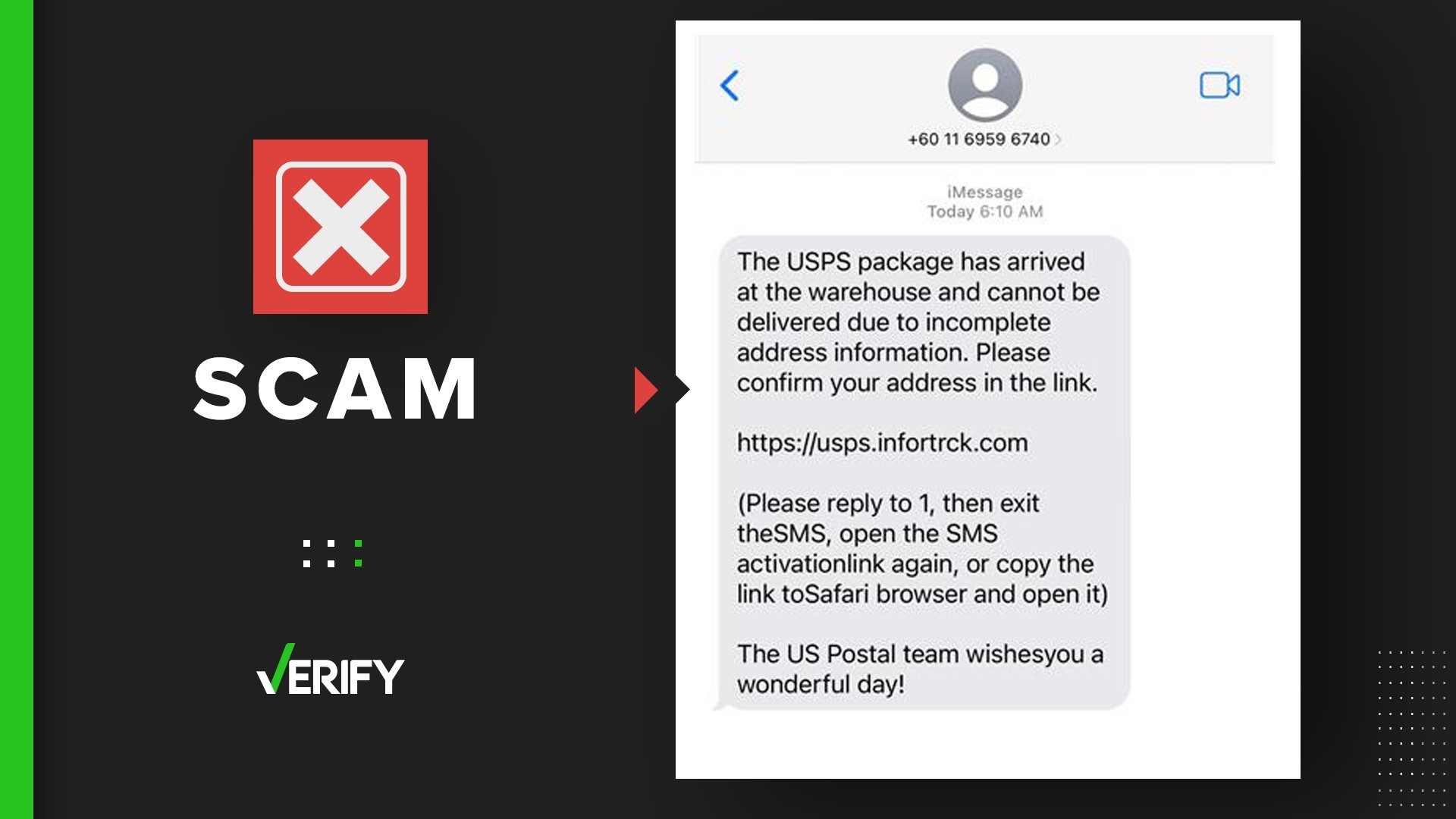 Scam alert Beware of texts about USPS undeliverable packages.