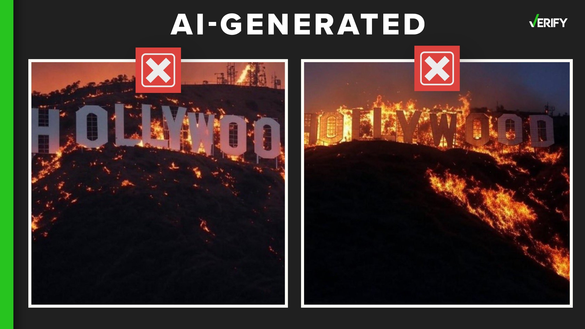 AI-generated images falsely show the Hollywood sign on fire. Maps of the Southern California wildfires show the Sunset Fire hasn’t reached Griffith Park.