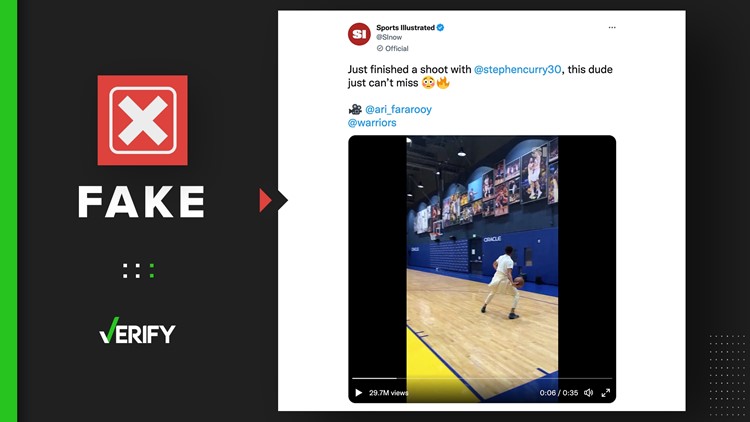 Viral video of NBA player Steph Curry making 5 full-court shots in a row is fake