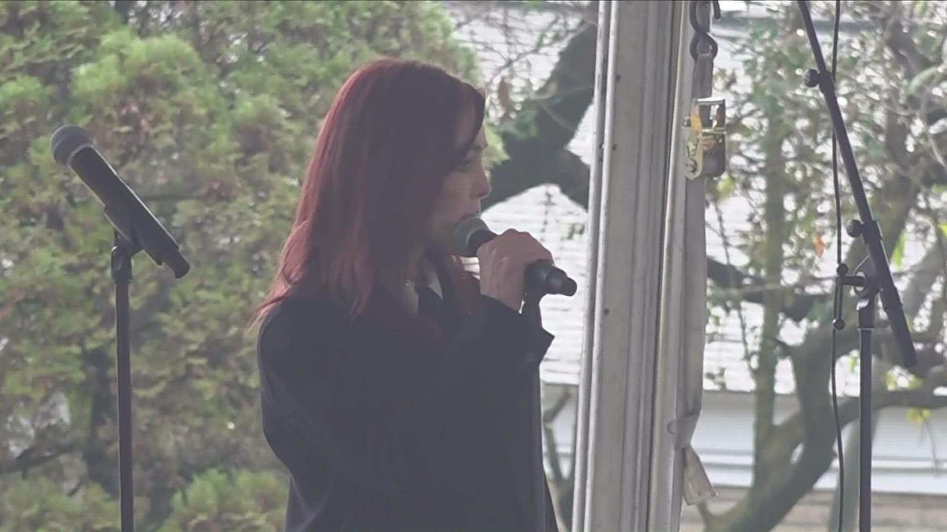 Priscilla Presley remembers her daughter, Lisa Marie, at a memorial service in Memphis on Jan. 22, 2023.