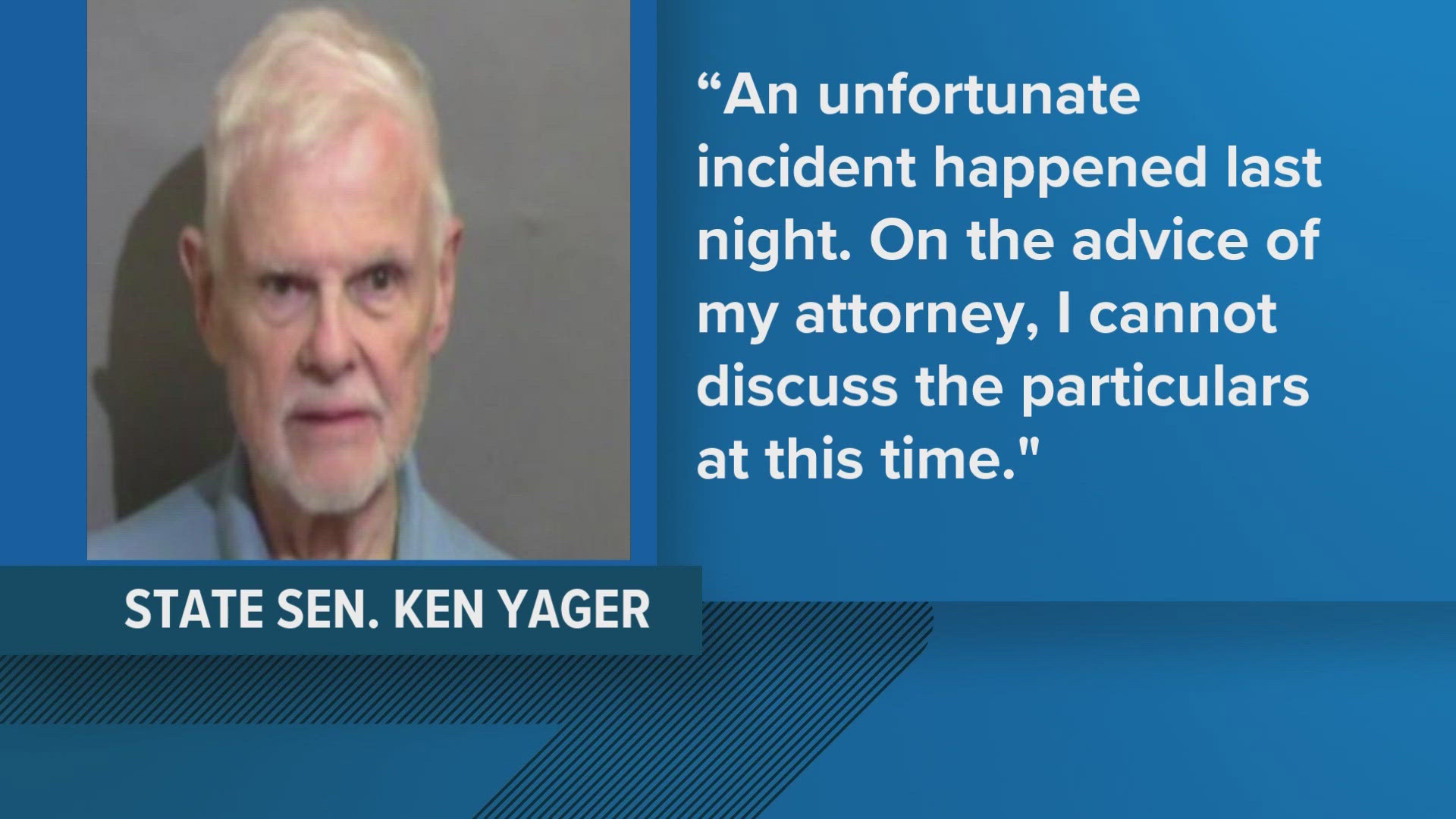 "An unfortunate incident happened last night. On the advice of my attorney, I cannot discuss the particulars at this time," Yager stated. 