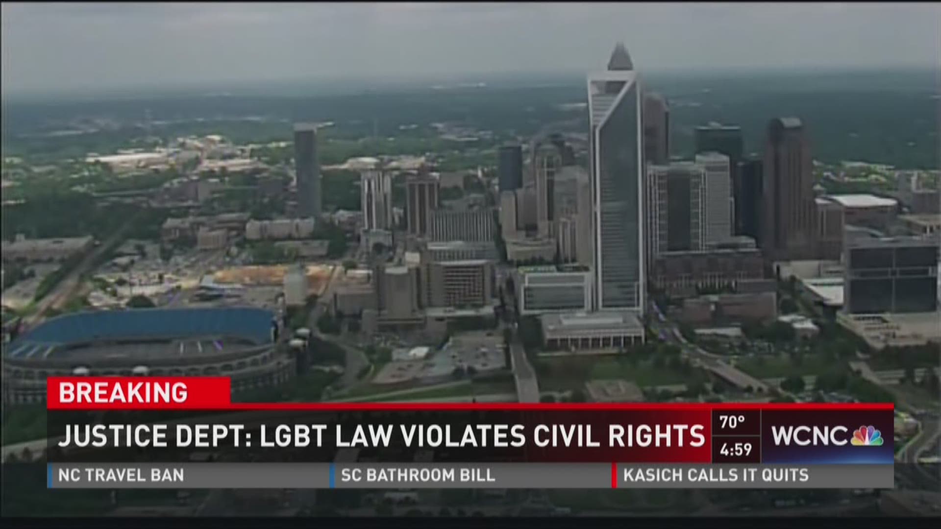 The United States Department of Justice told North Carolina legislators that the controversial House Bill 2 violates the Civil Rights Act.