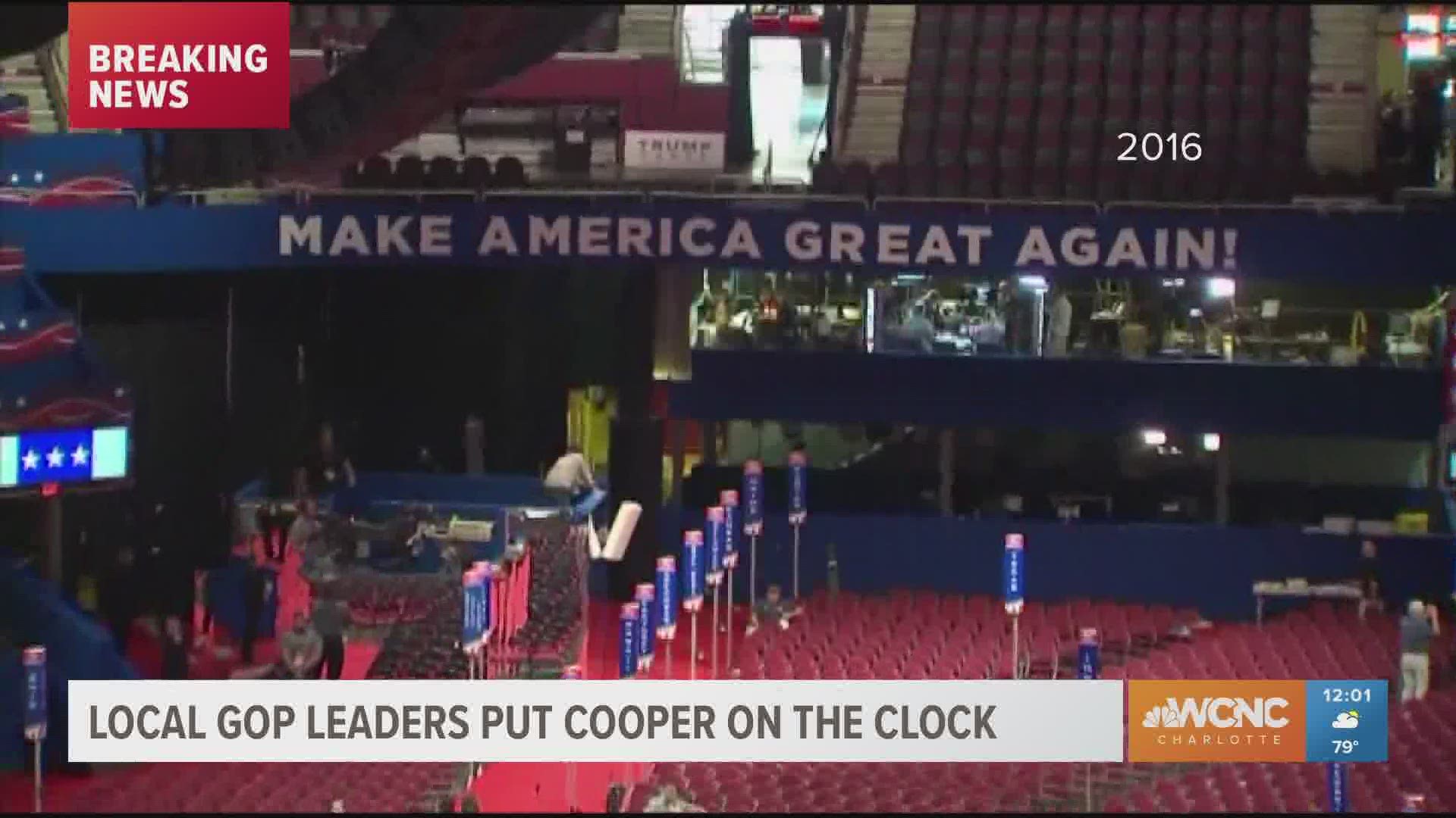 Republican leaders in the Charlotte area are putting Governor Cooper on the clock when it comes to announcing plans for the Republican National Convention.