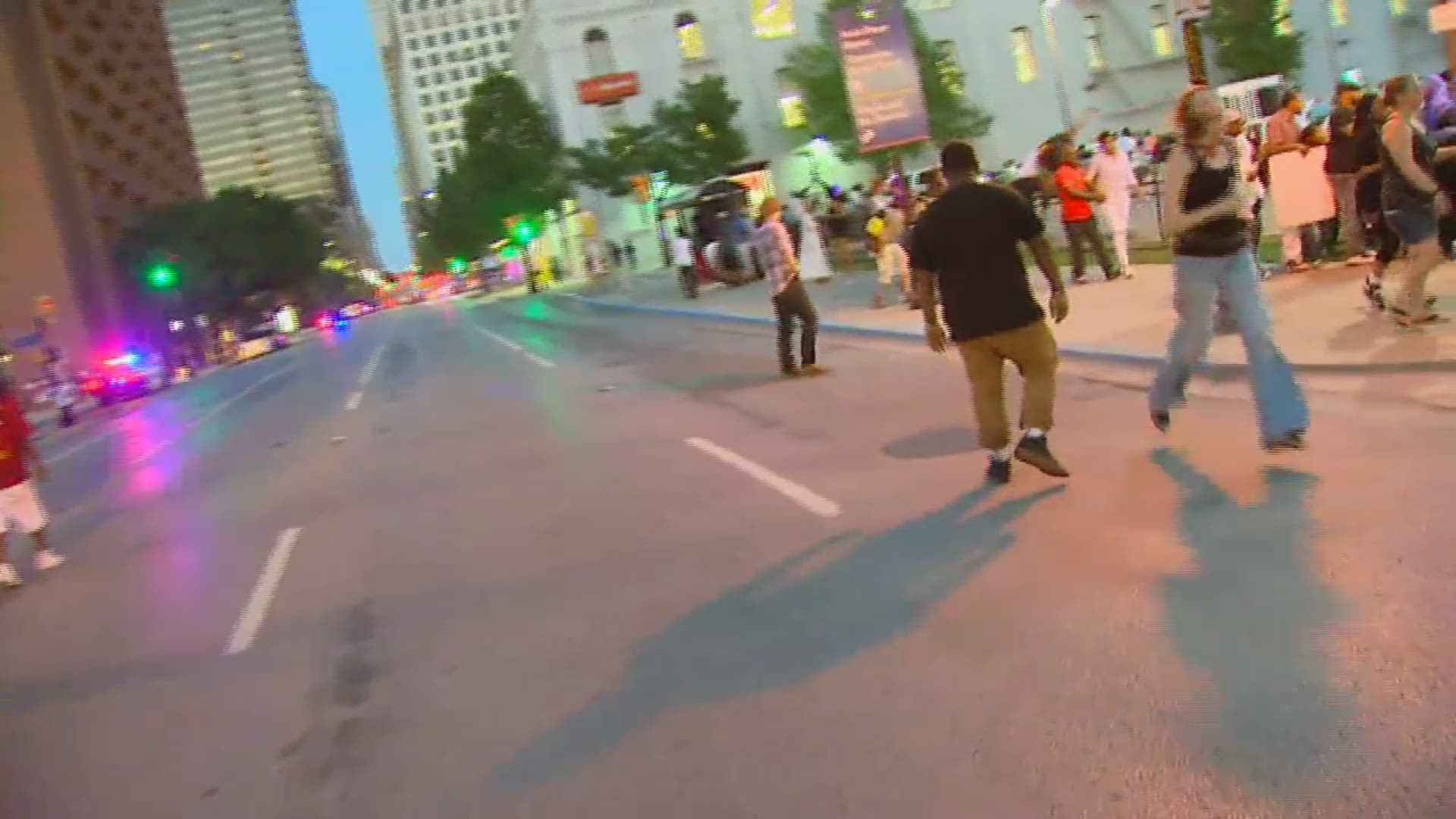 Raw video captured by News 8's Josh Stephen shows the panic that ensued after the first shots were fired at a Dallas protest Thursday night.