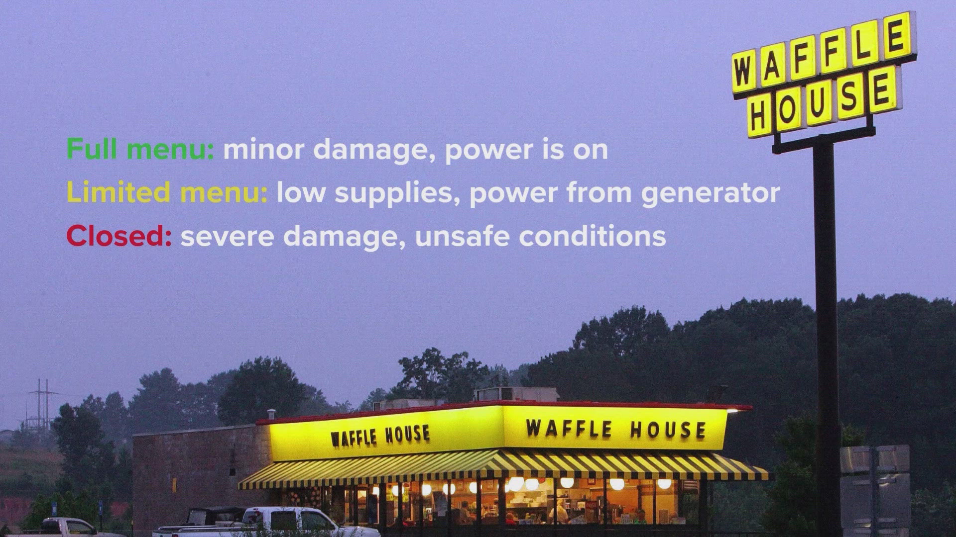 Right now, Tampa Waffle Houses are closed.