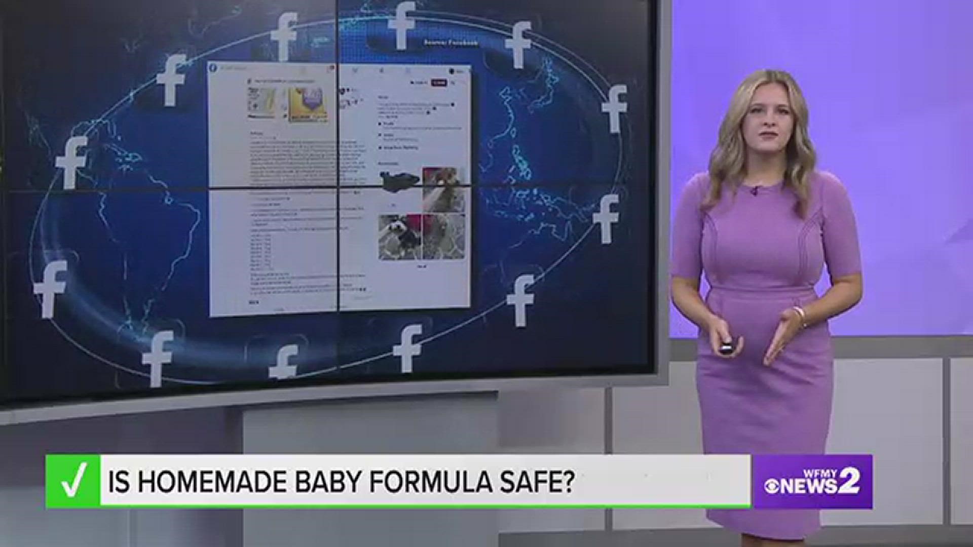 WFMY verified that homemade infant formula is not safe for babies.