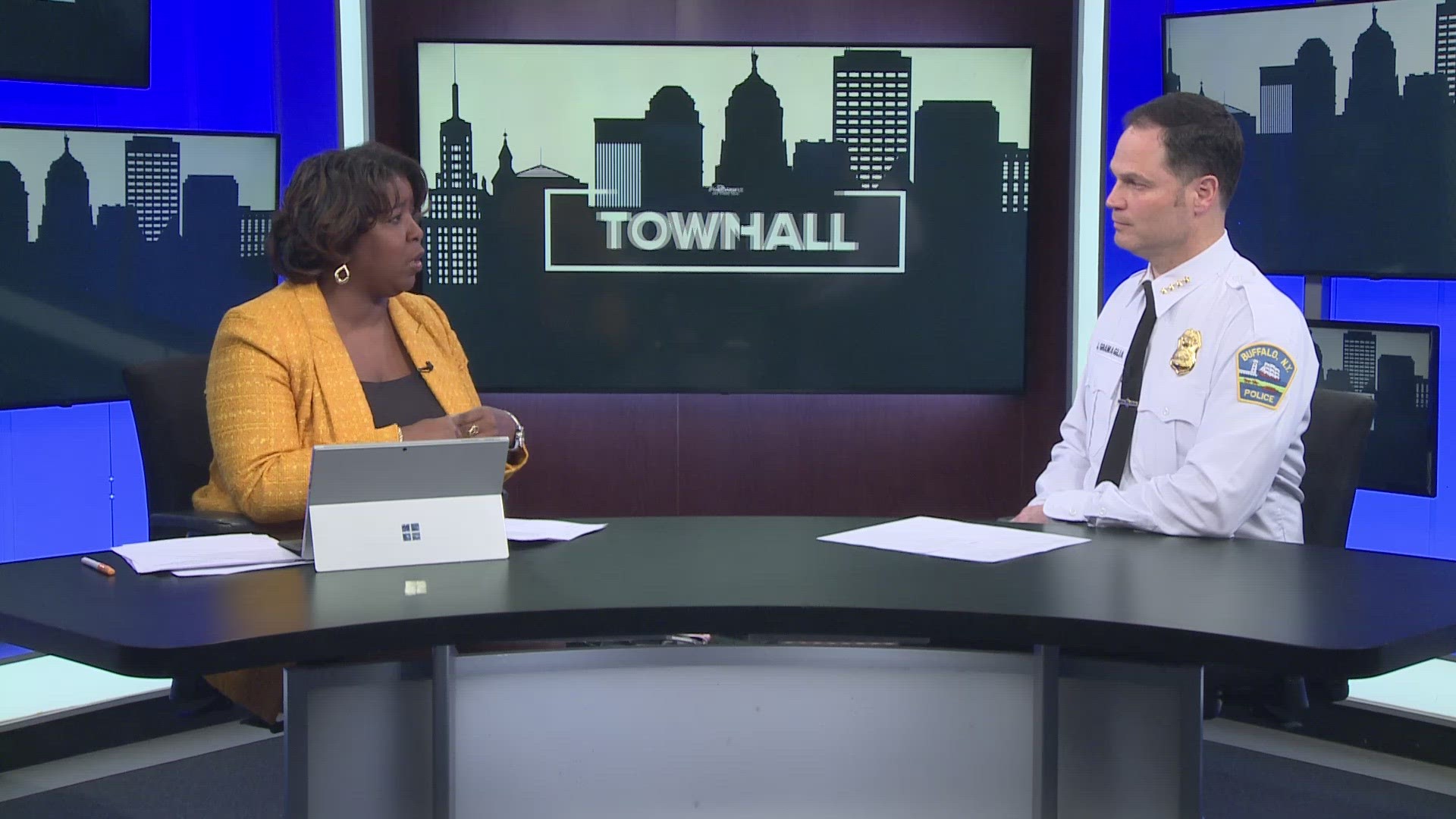 Police commissioner Joseph Gramaglia spoke about stolen cars, police weapon dropped from roof