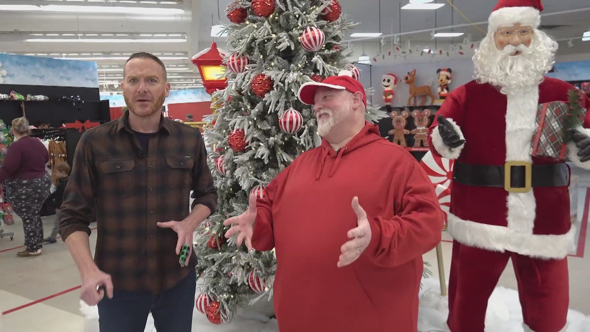 YouTube personality Nate Rambaud, known for exploring Spirit stores nationwide, guides Mike Polk Jr. through the Spirit Christmas location in North Canton.