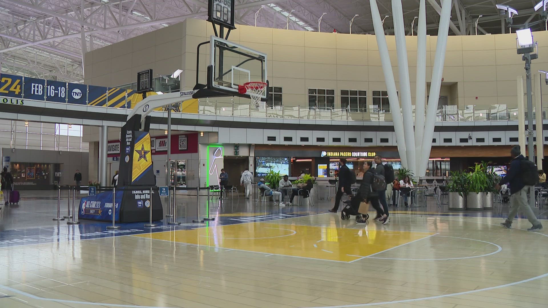 Anyone traveling through Indianapolis International Airport will notice some new features ahead of the NBA All-Star Game.