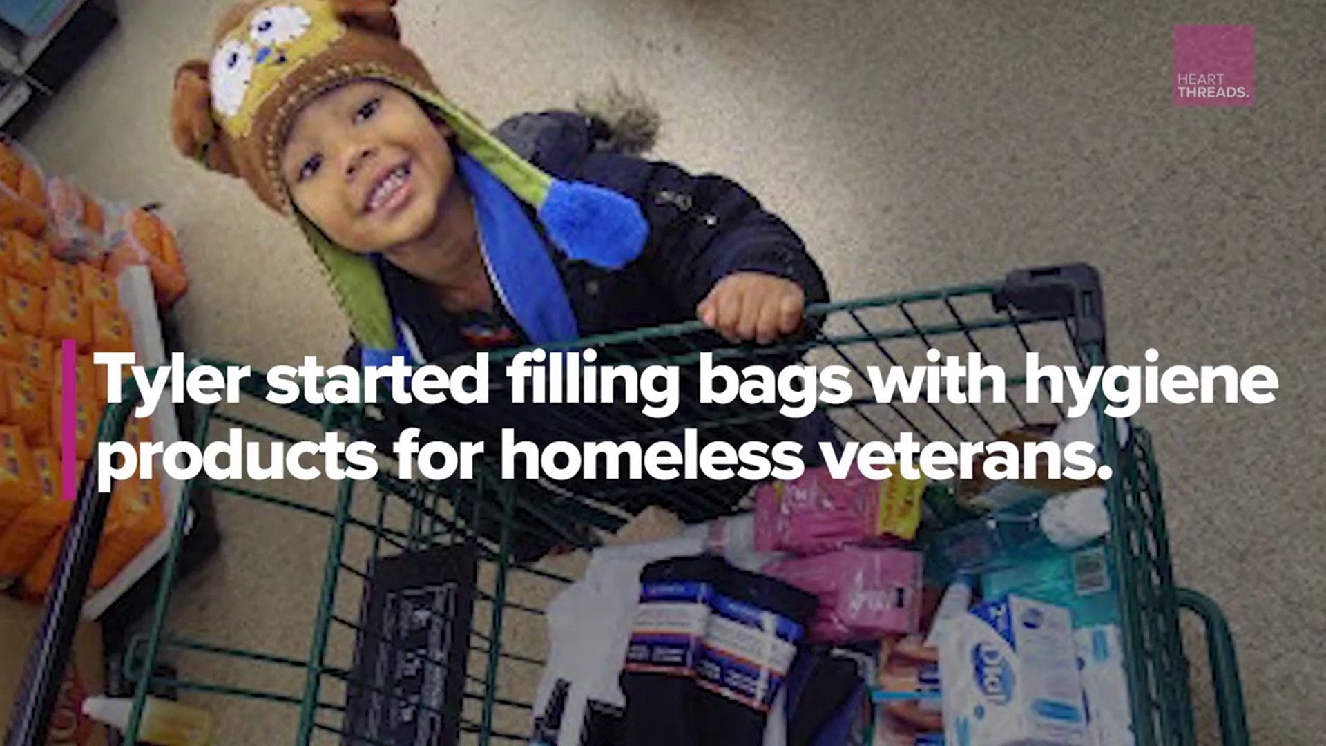 Kid makes packages for homeless veterans