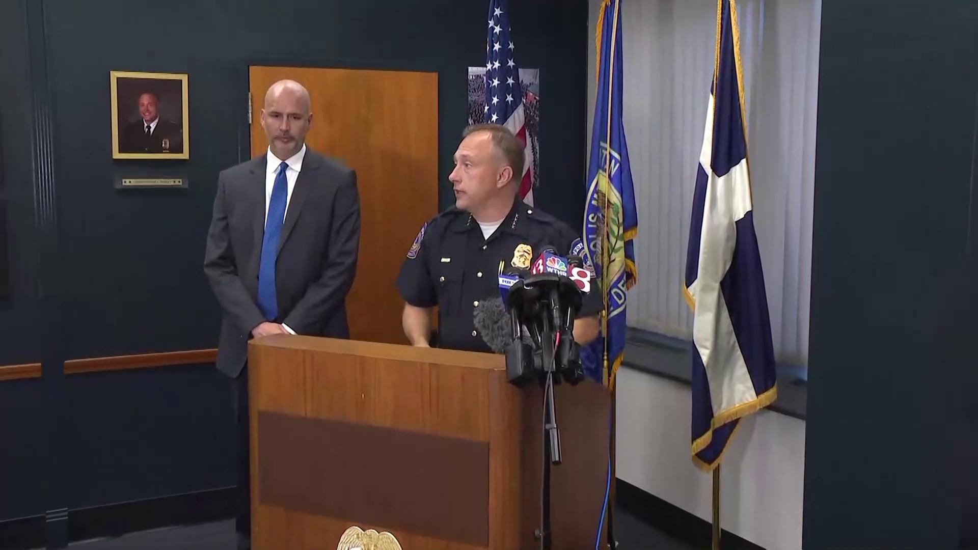 IMPD Chief Chris Bailey and Marion Co. Prosecutor Ryan Mears held a news conference Monday, Oct. 6 to announce an upgraded felony charge for ex-NFL QB Mark Sanchez.