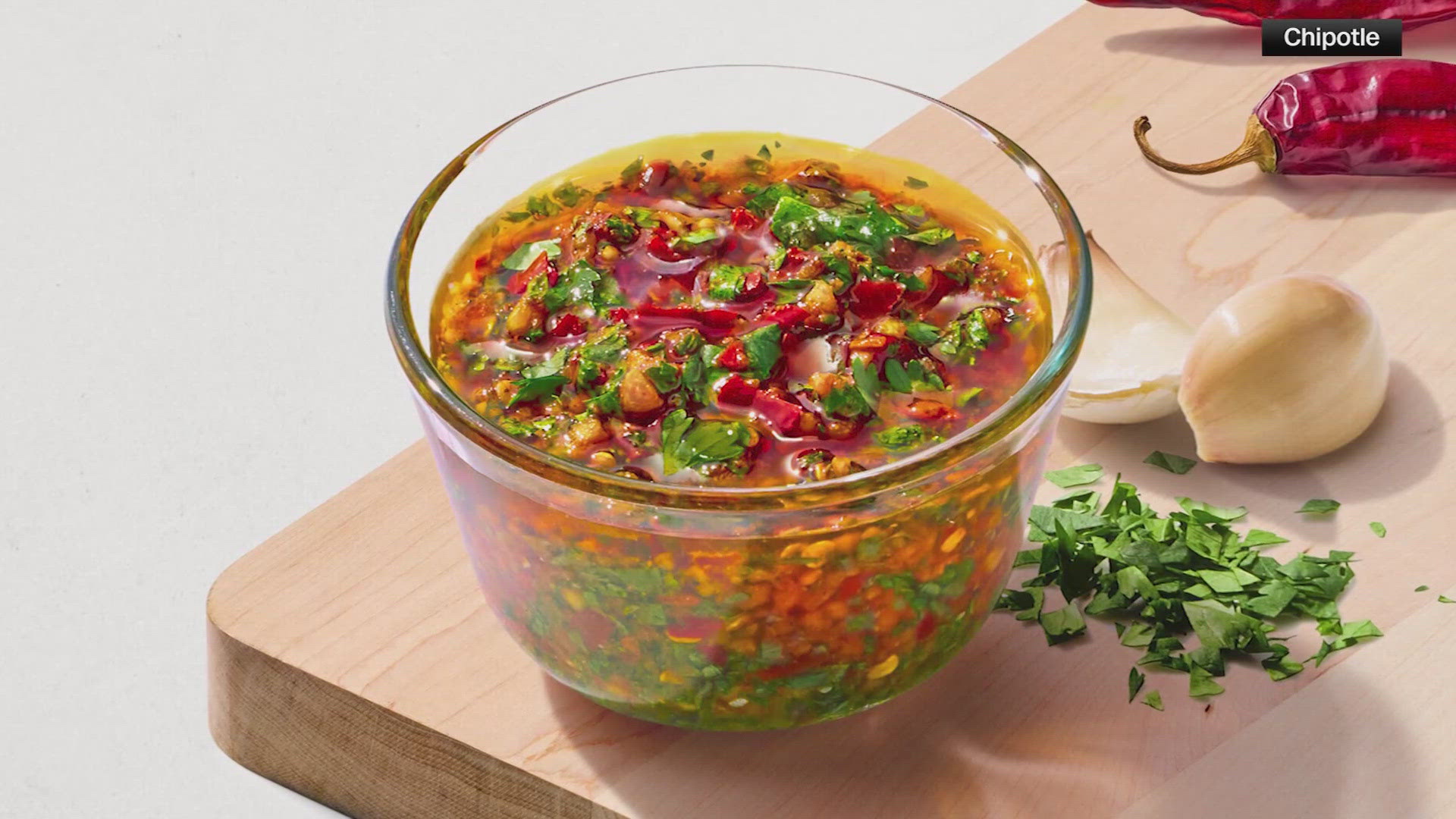 The sauce is $1 and it'd made with garlic, cilantro, chili peppers and citrus juice. 