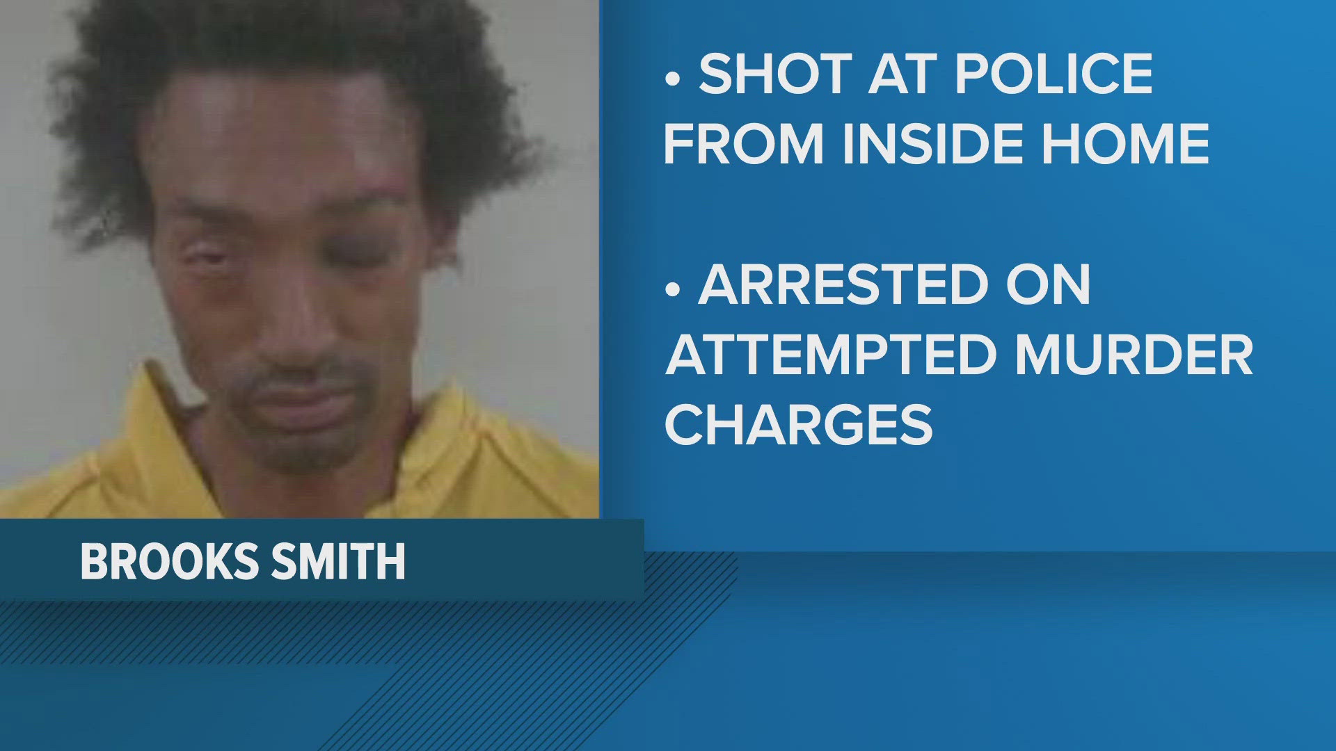 Brooks Smith, 40, is facing two counts of attempted homicide, according to police.