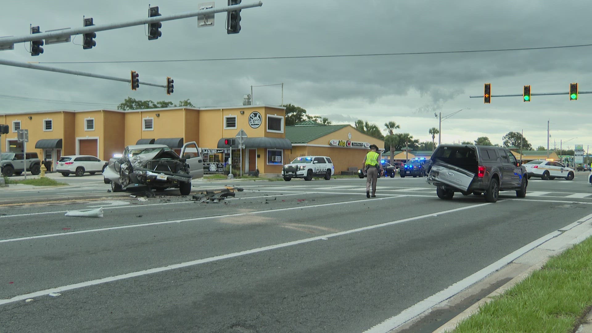 The crash occurred on the intersection of Mayport and Donner Road Thursday afternoon. Please use caution while driving in the area as the roadway is blocked.