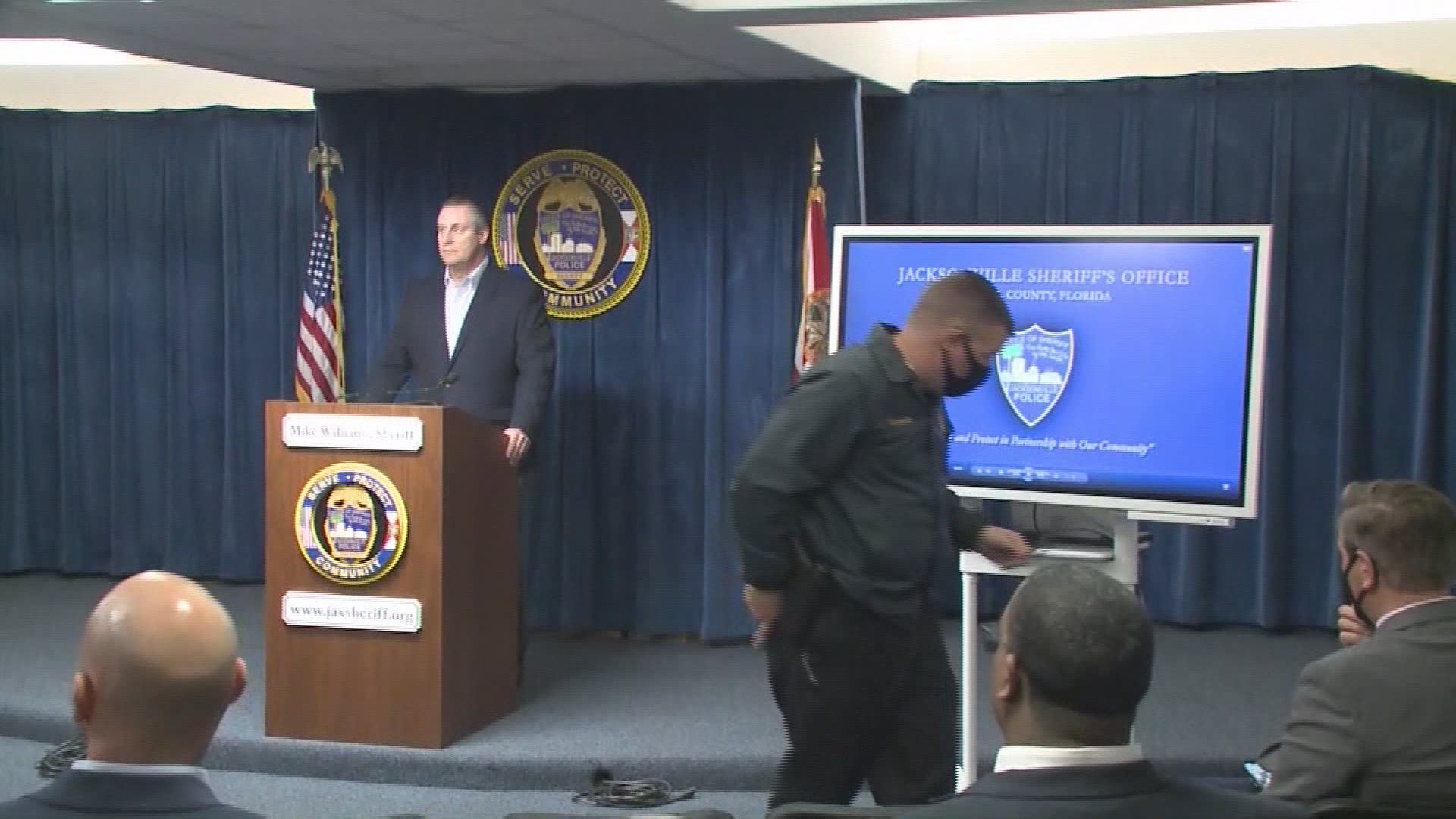 JSO Director of Investigations Mike Bruno announced the arrest of four suspects Wednesday, including a 14-year-old girl police say was driving the getaway car.