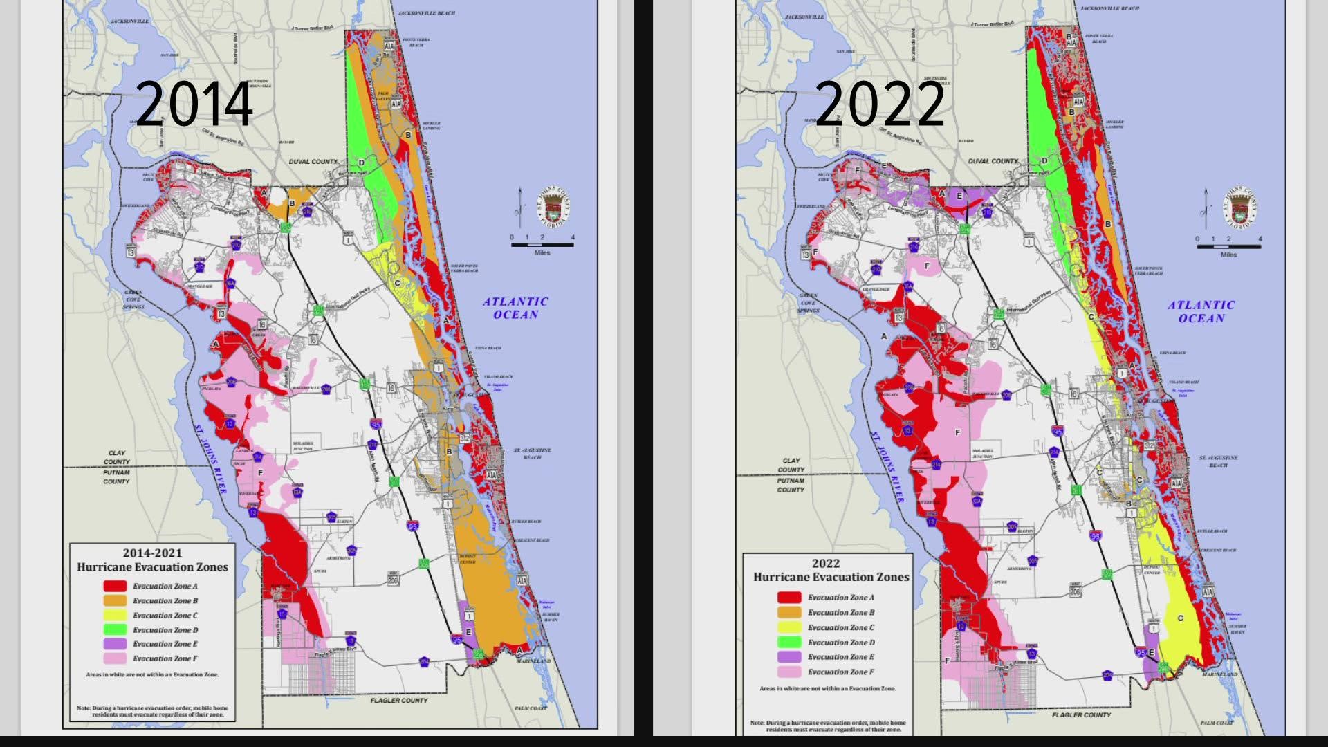 You may not have been in an evacuation zone before, but you could be now. St. Johns County has altered it hurricane evacuation zone map.
