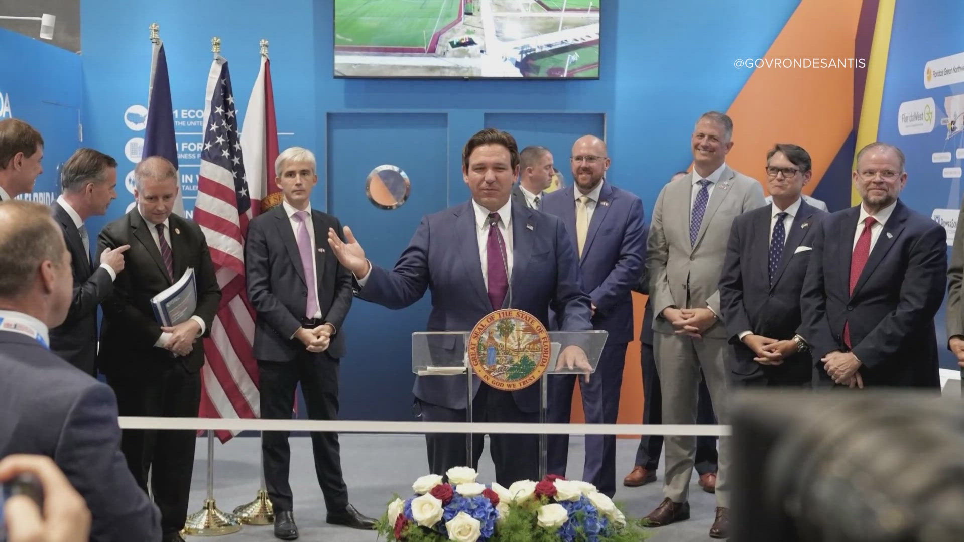 Gov. Ron DeSantis was in Paris Monday, joined by officials from 15 Florida-based companies, six higher education institutions and six airports for a trade mission.
