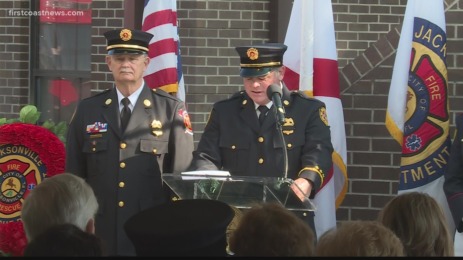 Captain Tom Barber, Lt. Mario Moya, and Engineer Michael Freeland. The three firefighters who lost their lives in the line of duty were honored Wednesday.