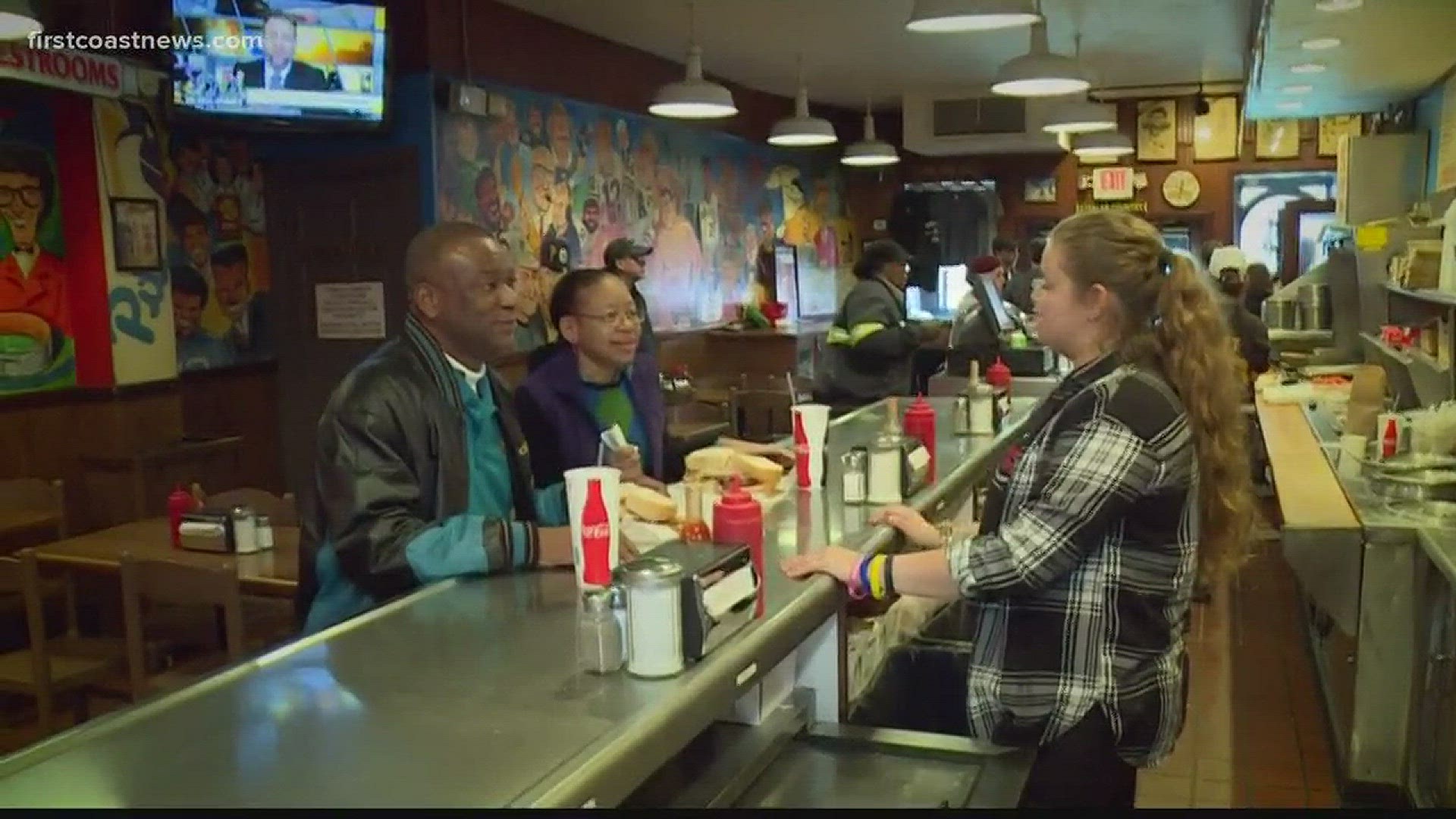 Their famous sandwich includes a grilled steak patty, coleslaw, French fries, tomatoes and provolone.