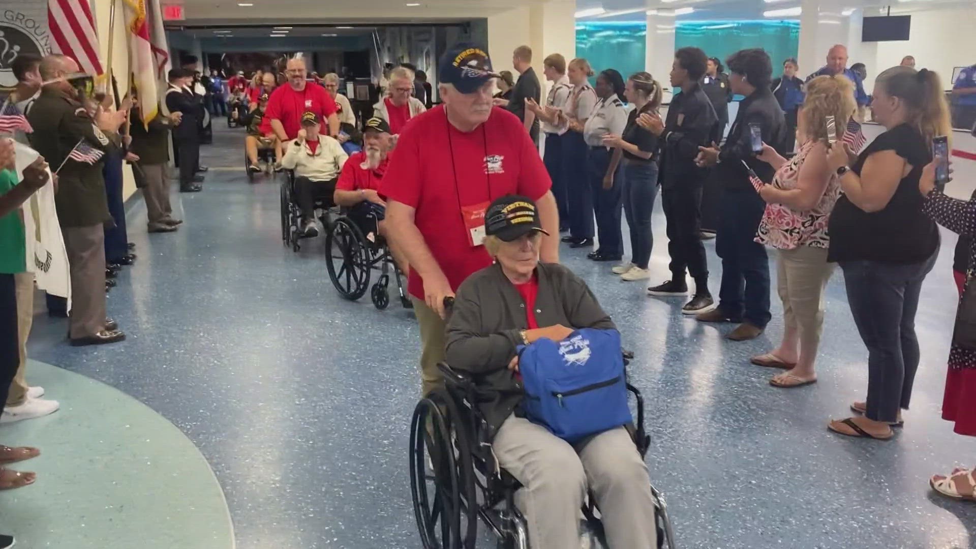 On Saturday, dozens of military veterans left Jacksonville on a flight to Washington D.C. for a day full of fun activities. They were applauded as they came back.