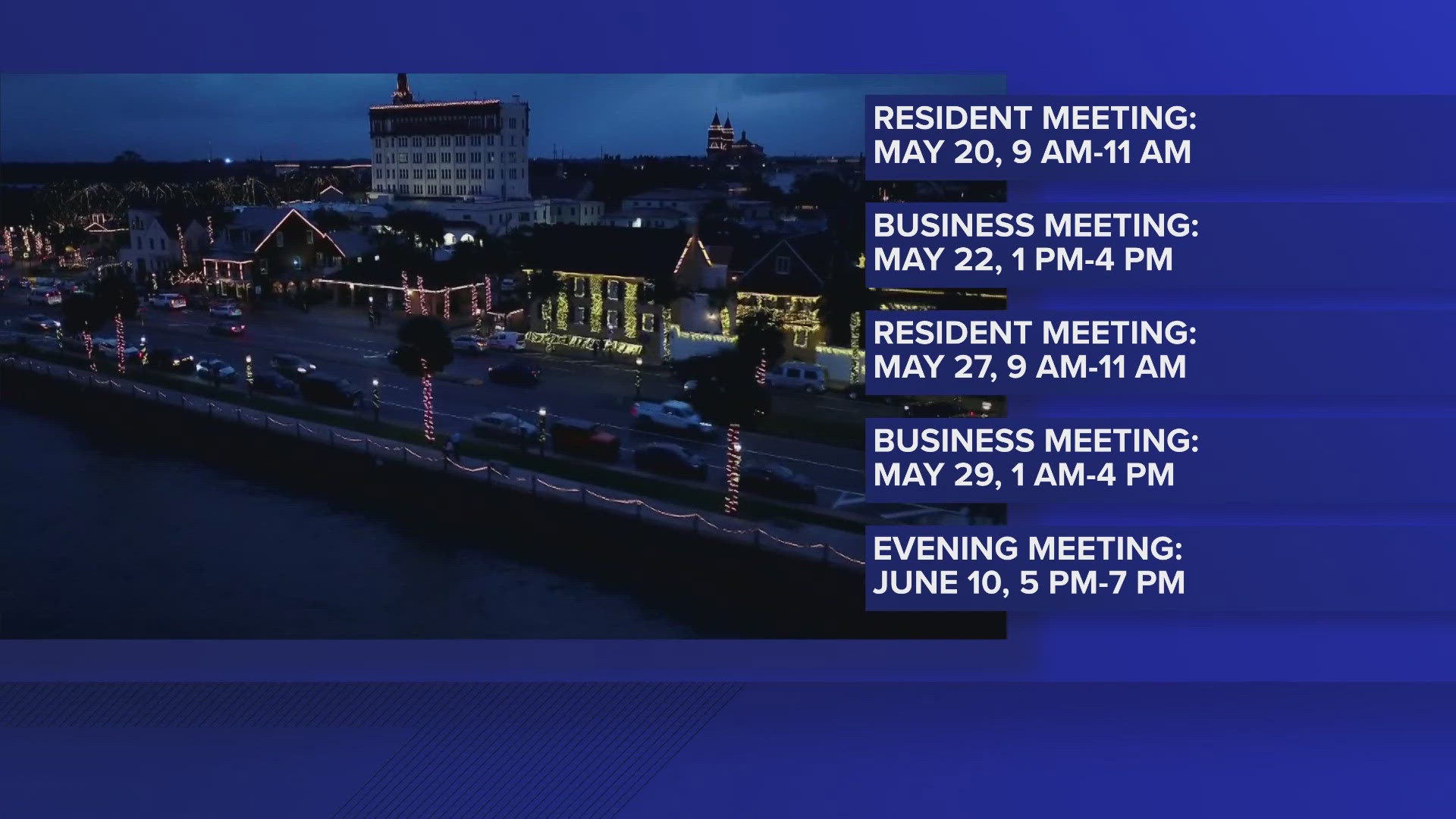 The City of St. Augustine is hosting public engagement meetings this month to discuss large-scale events, including the annual Nights of Lights event.
