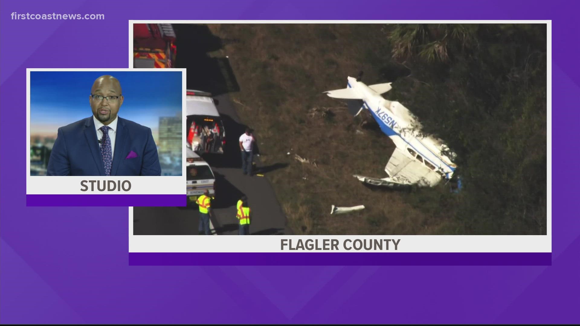 The plane lost power and attempted to make the emergency landing on I-95; however it hit a semi-truck and caused it to crash off the side of the road.