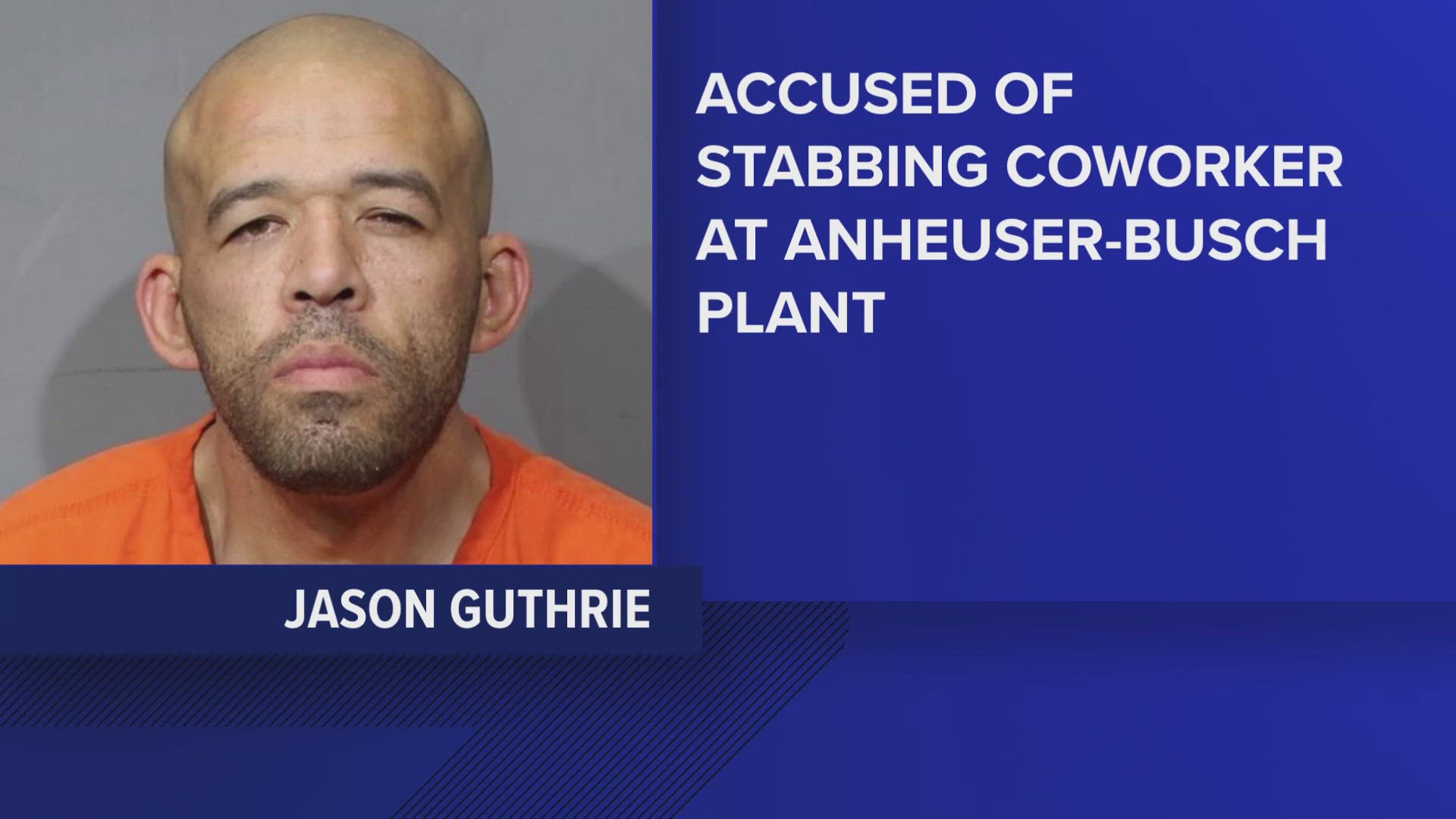 Jason Guthrie, 38, has been charged with second-degree murder. The Jacksonville Sheriff's Office says he fatally stabbed his coworker.