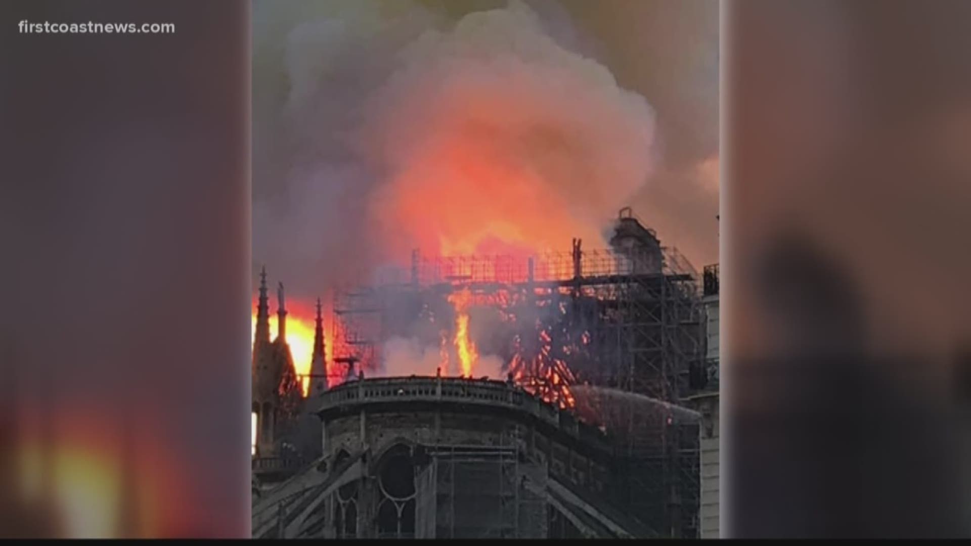 Brycen Gagnon, from Yulee, was visiting Paris when he captured video of the spire collapsing in the blaze.