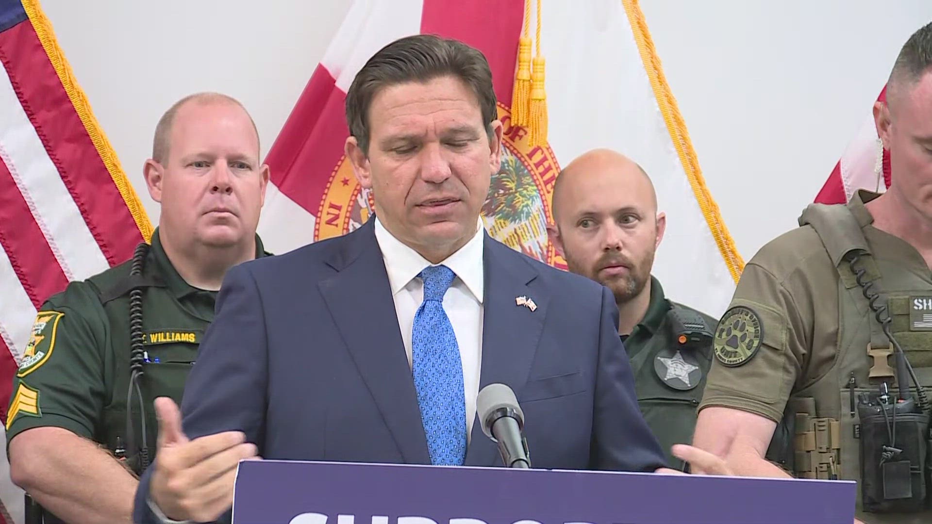 Gov. Ron DeSantis signed two bills Friday in St. Augustine. One allows police to arrest people who "harass" officers. The other prevents civilian review boards.