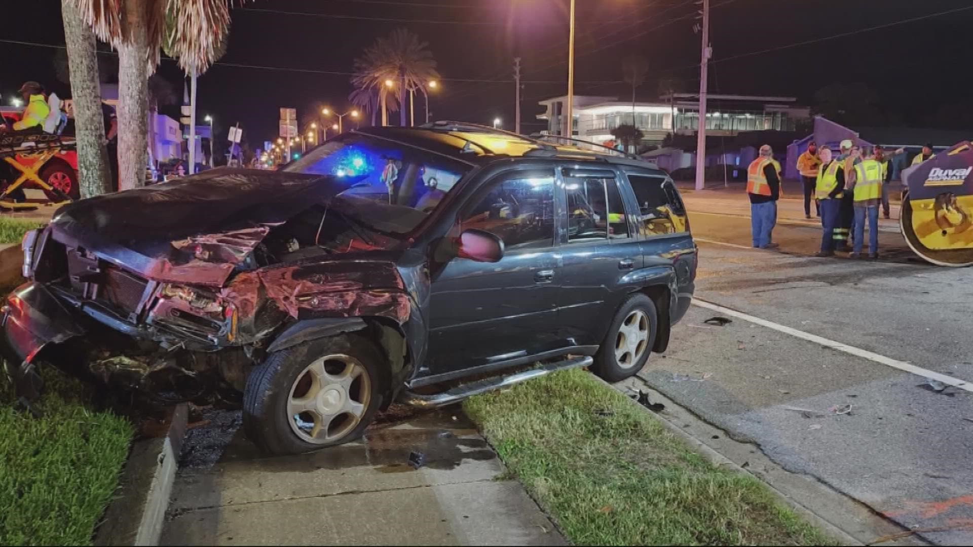 Police say she drove through an active construction zone.