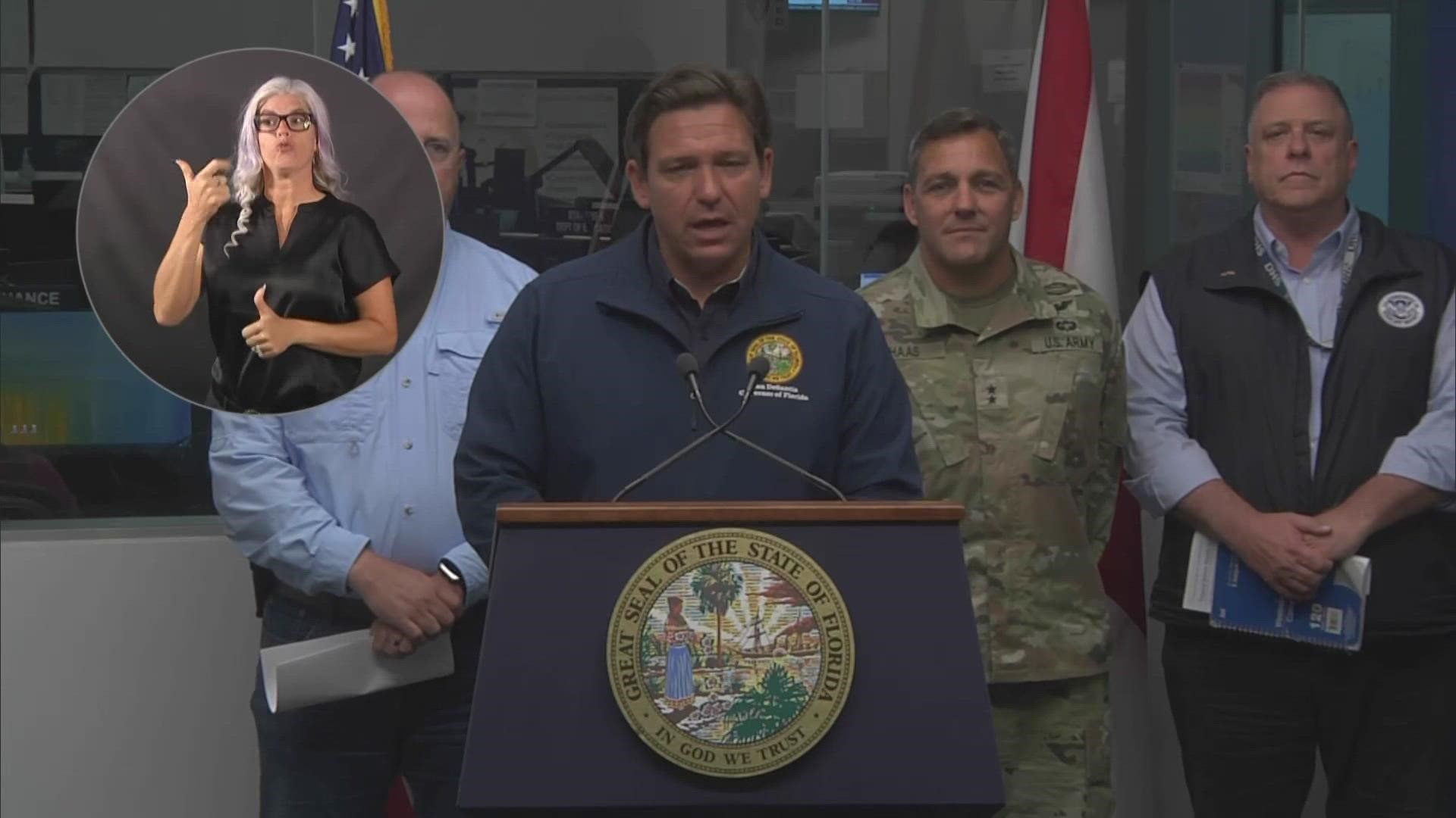 As Tropical Storm Nicole made her presence known in Florida Thursday morning, Gov. Ron DeSantis and state officials talked about damage reports & the state response.