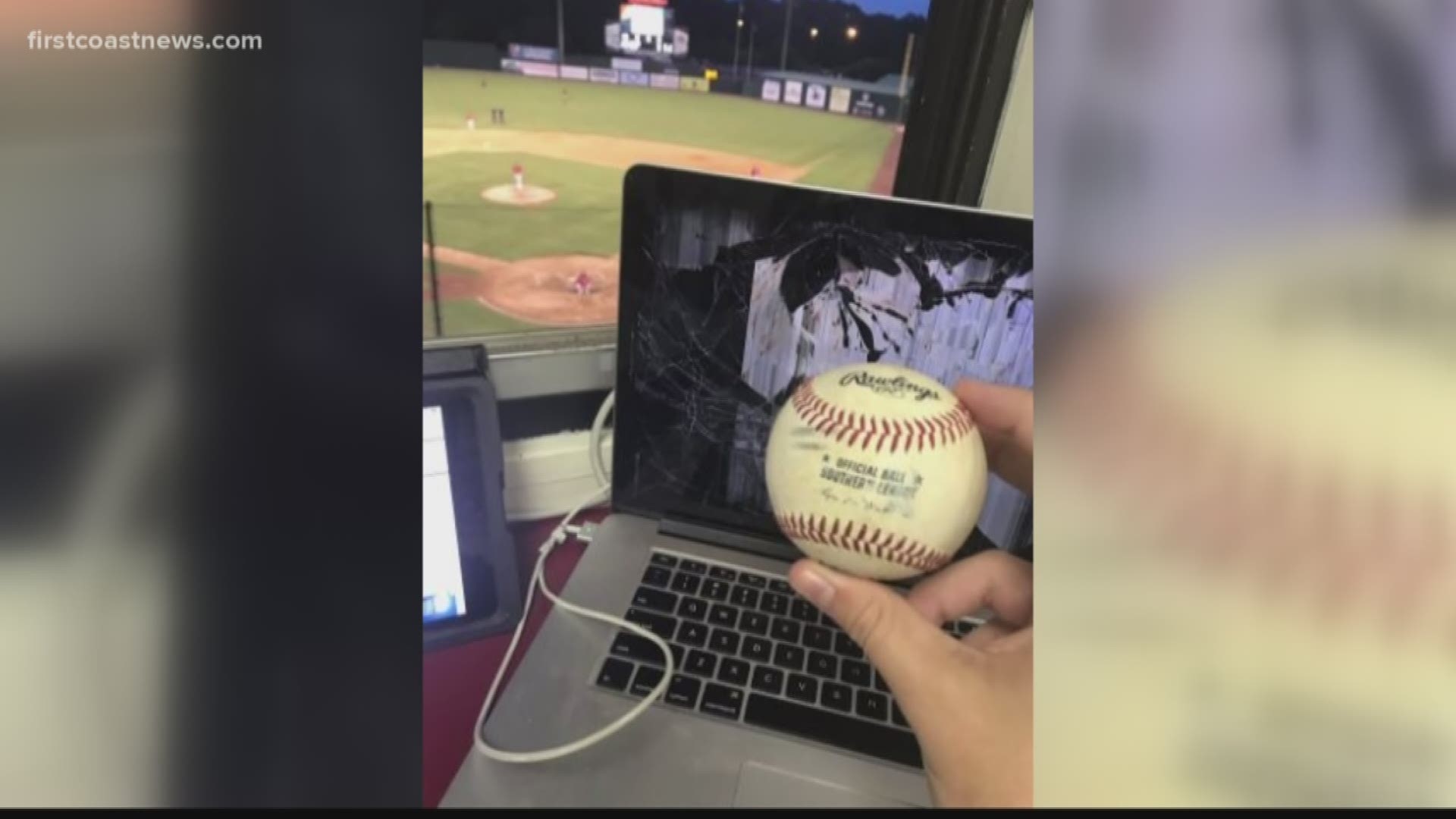 Roger Hoover was on call Wednesday when a foul ball flew into the press box and shattered Hoover's laptop.